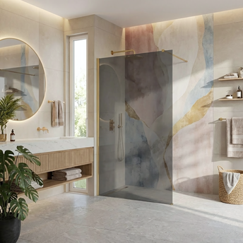 Tuš zaslon Rea Flexi Grey/ Brush Gold 130