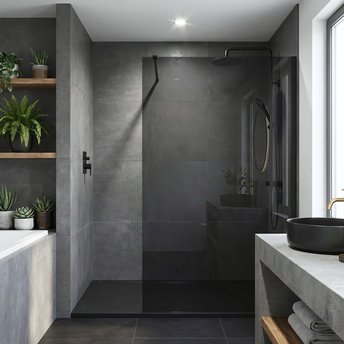 Tuš zaslon Rea Flexi Grey / Black 140