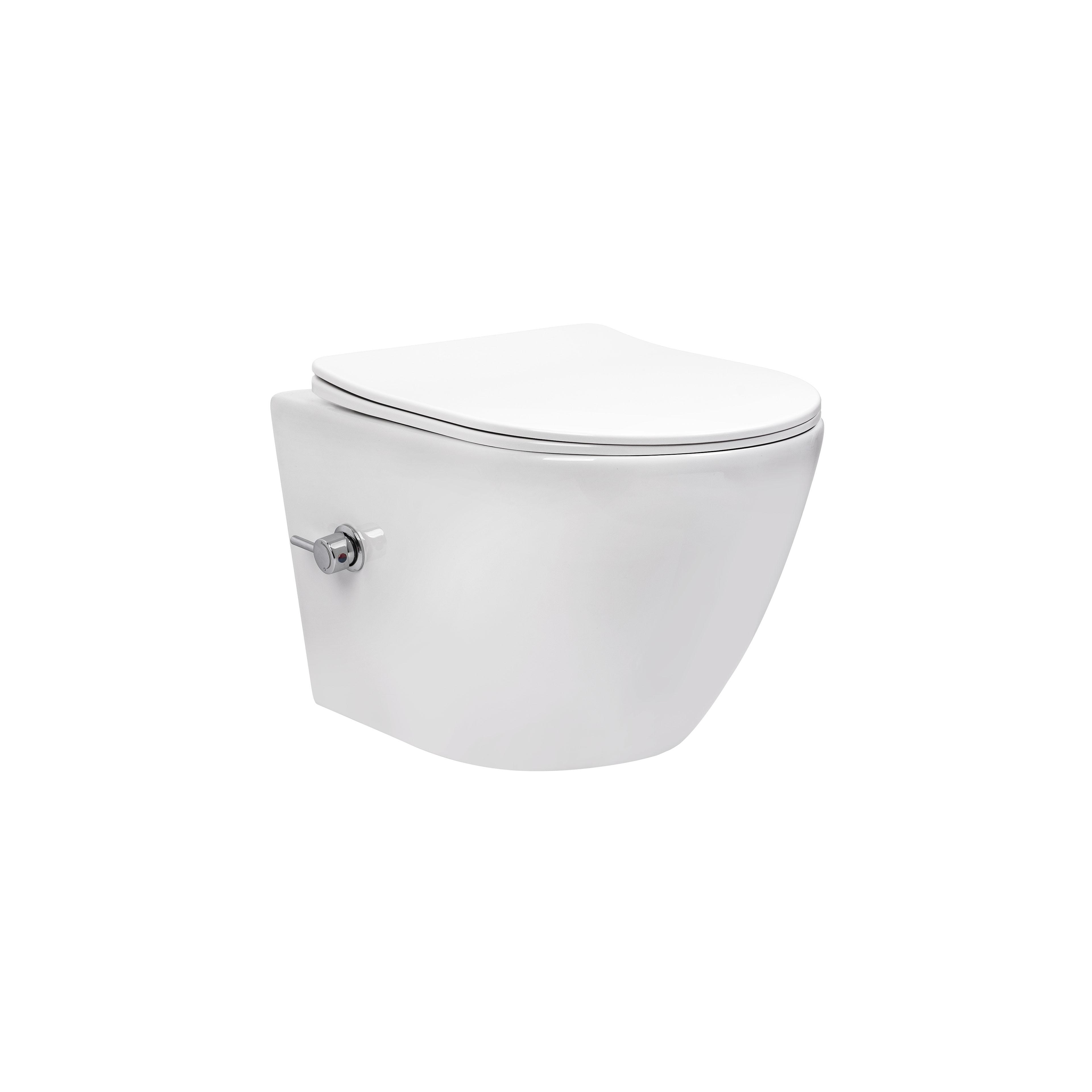 wandhängendes WC REA Carlo Lux Rimless mit Bidetfunktion