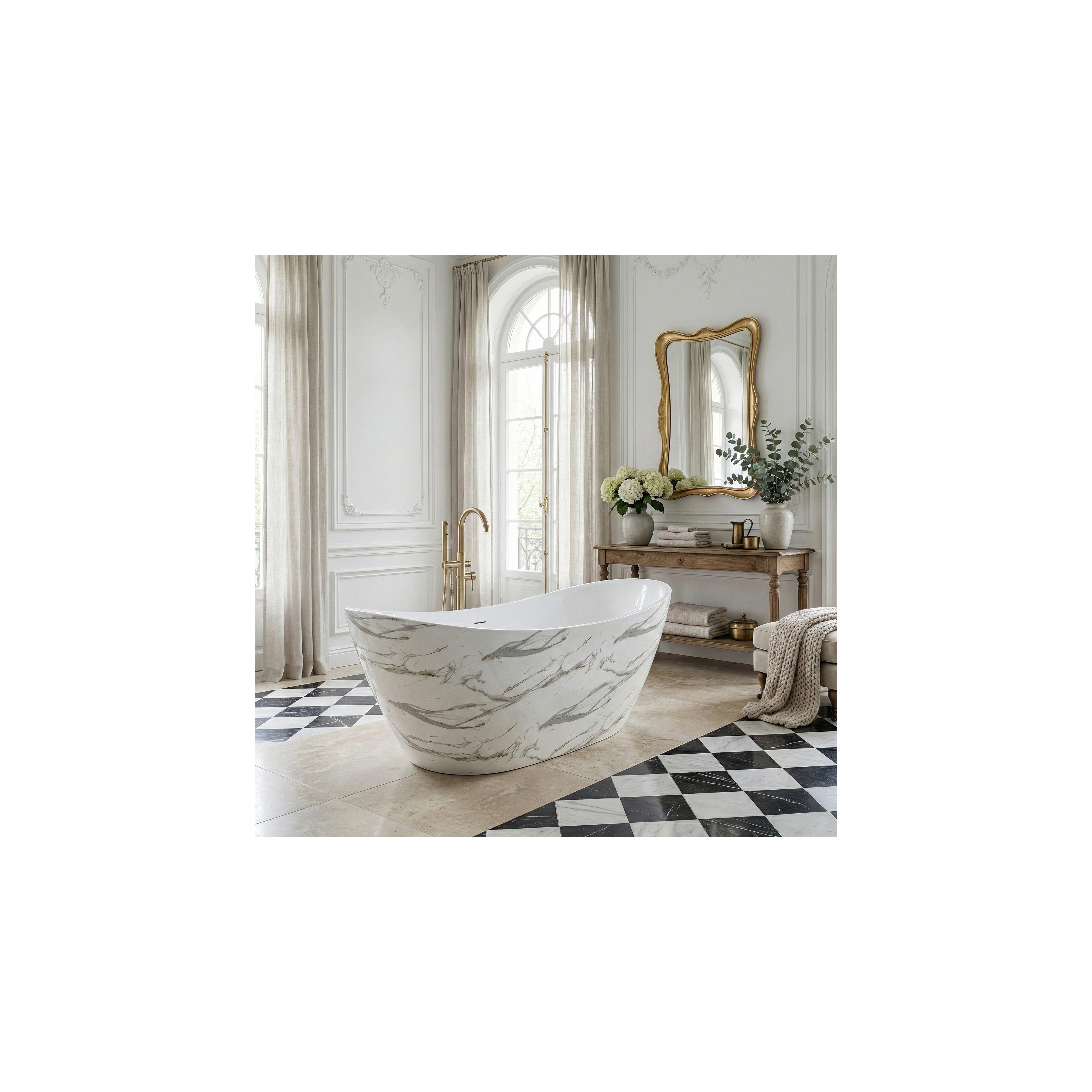 Freistehende Acrylbadewanne Ferrano Slim Nature 170