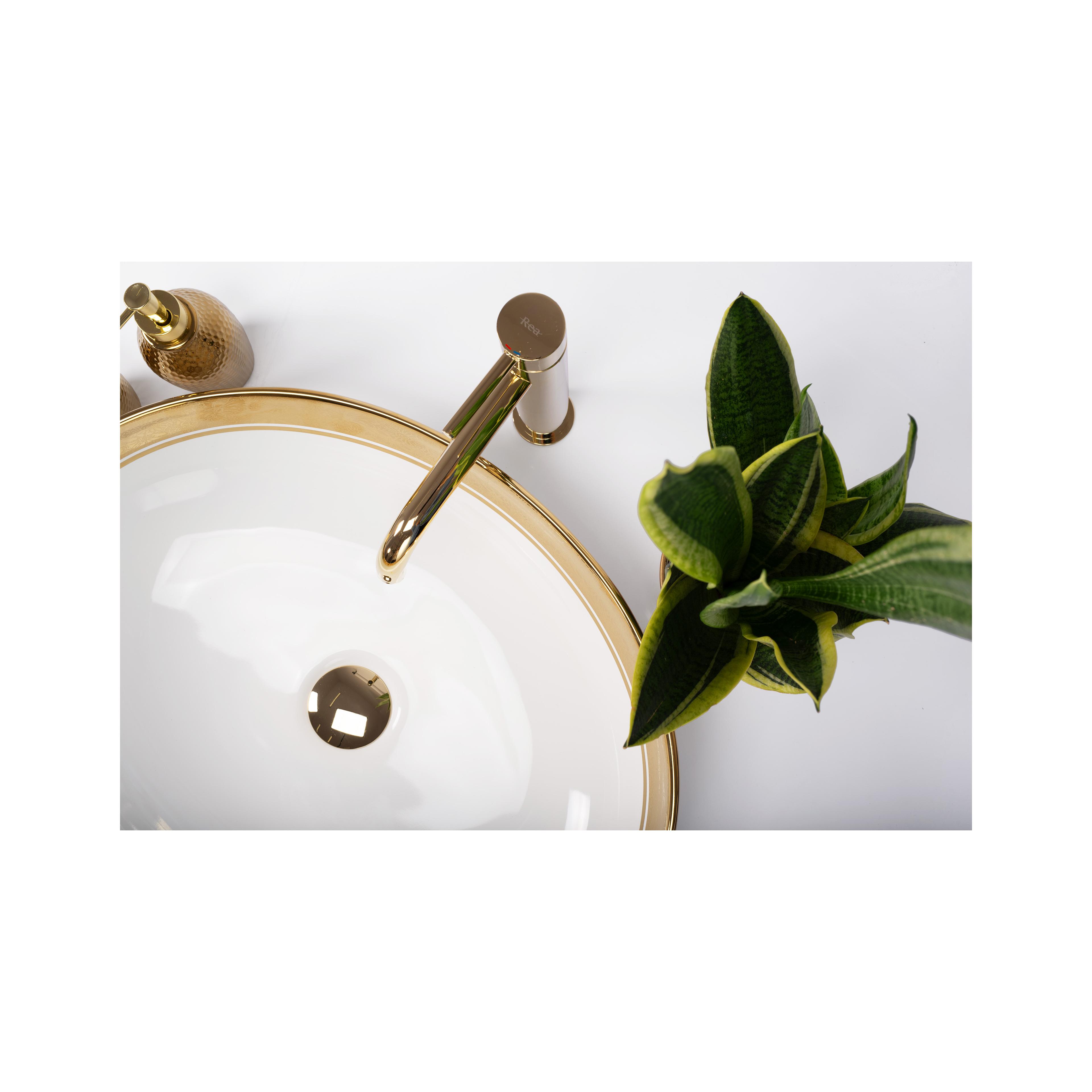Aufsatzwaschbecken Rea Margot White/Gold