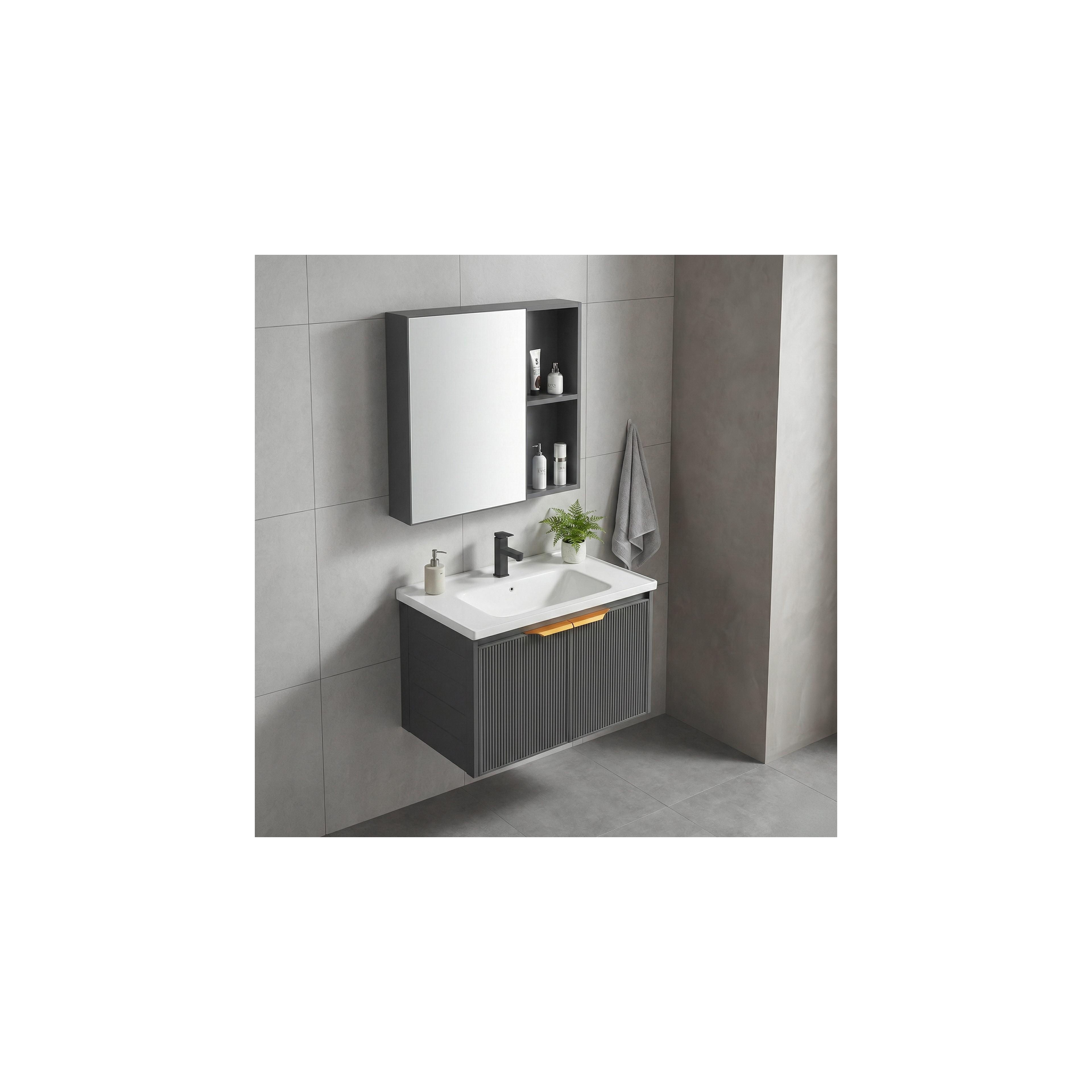 Badezimmermöbel-Set mit Waschbecken Mario 60cm Grey