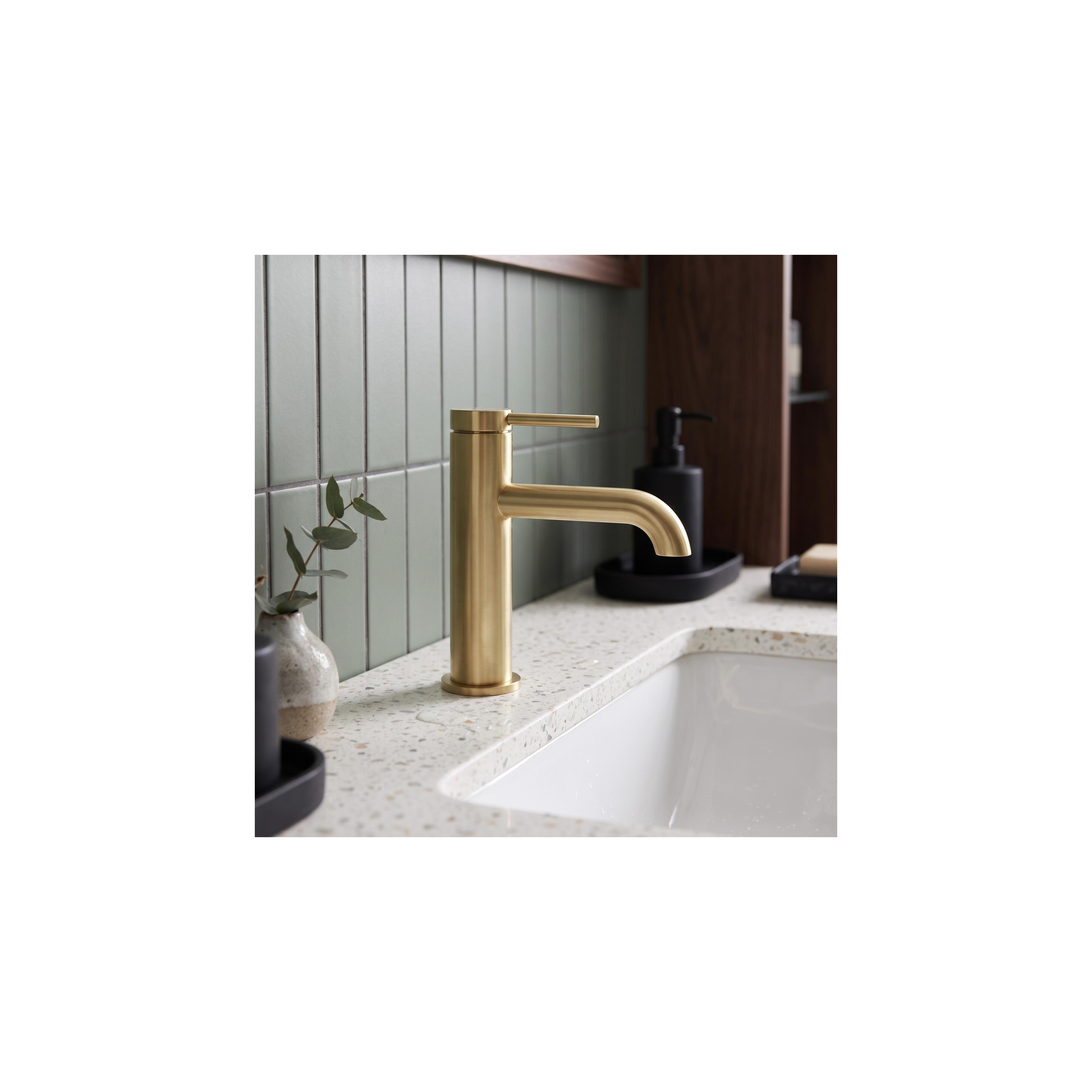 Waschbeckenarmatur Rea Spot Brush Gold Low