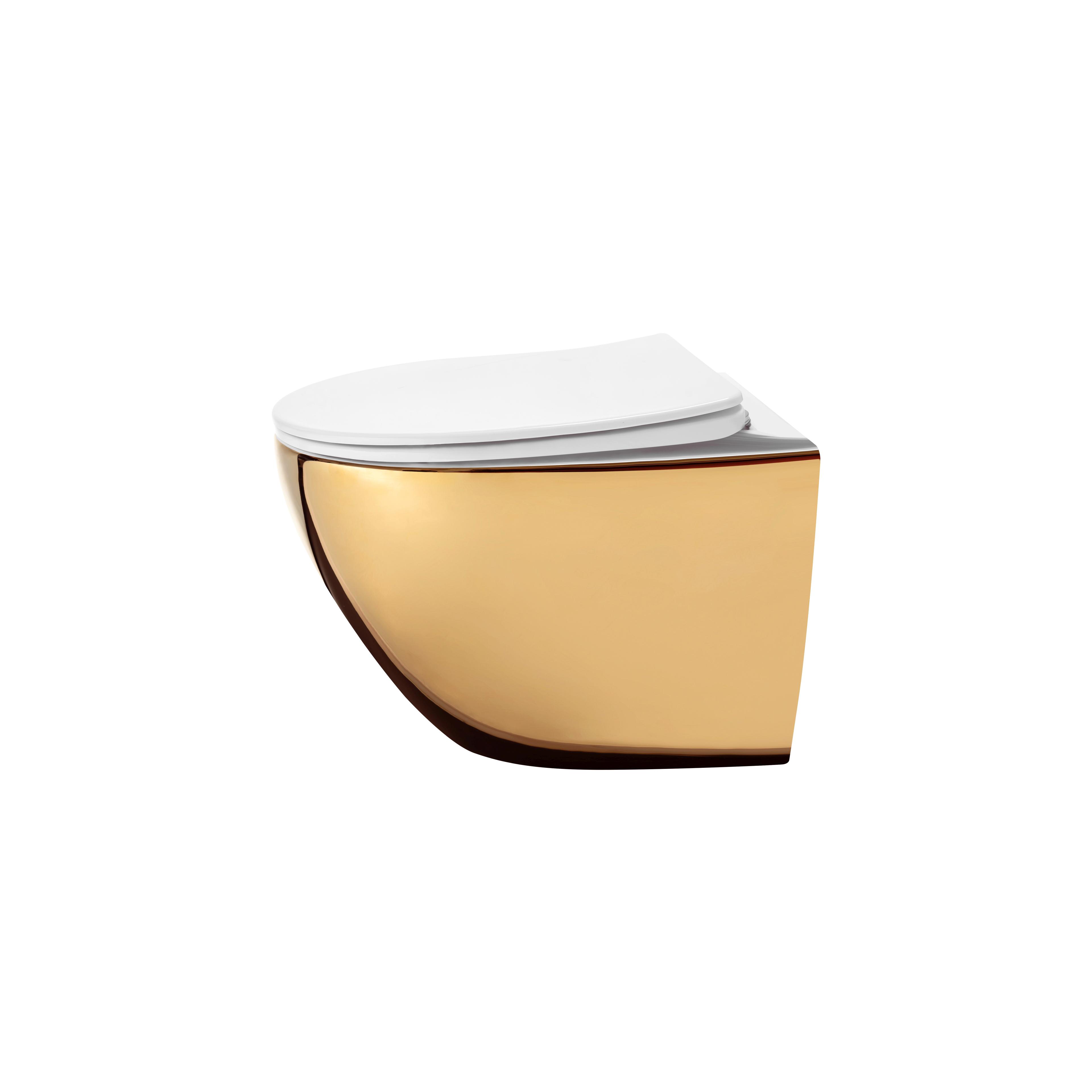 Függesztett WC-csésze rea Carlo Flat Mini Gold/White