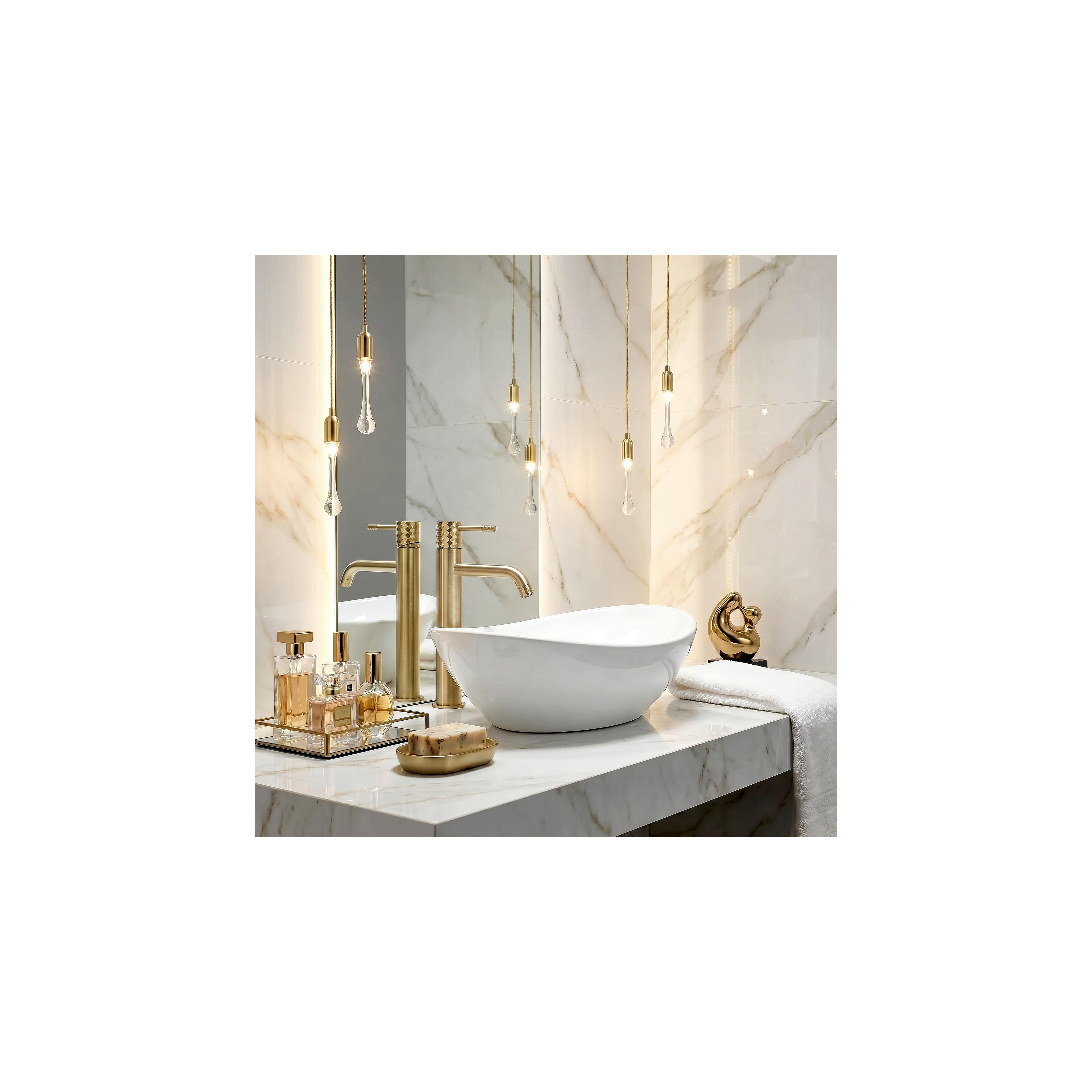 Umyvadlová baterie Rea Lungo Diamond - Brush Gold vysoká