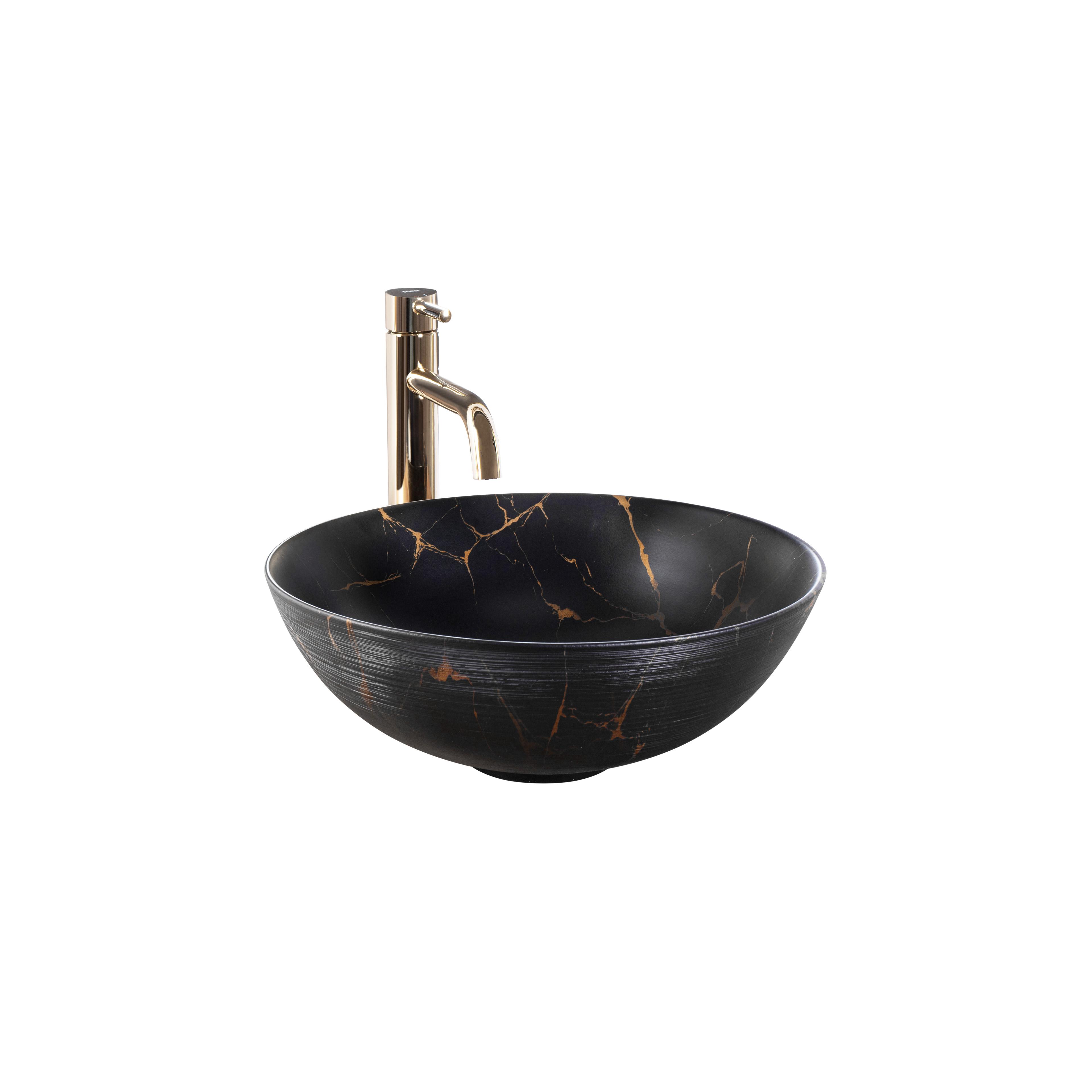 Aufsatzwaschbecken Rea Nadia Black Marble Brush