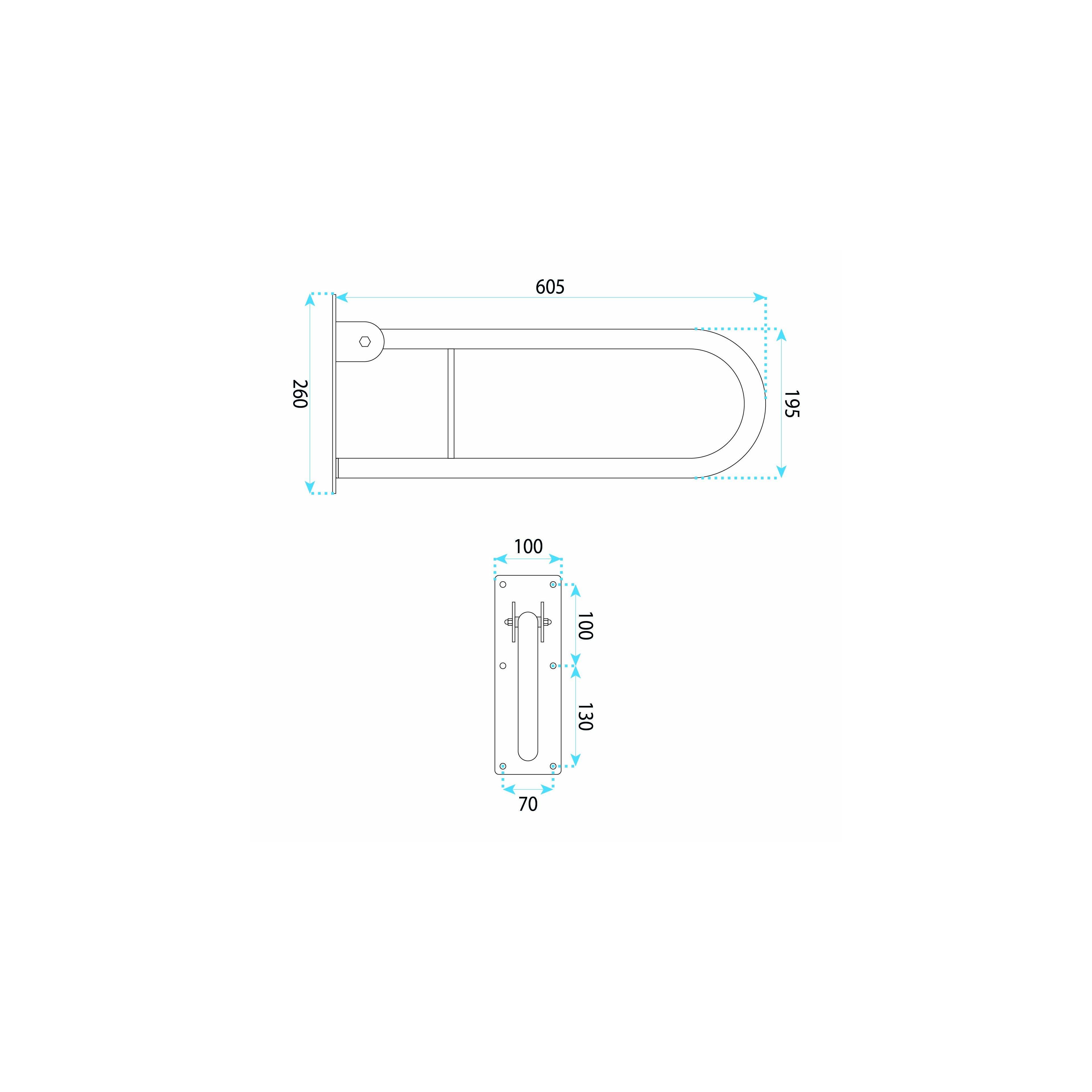 Folding bathroom grab bar Chrome