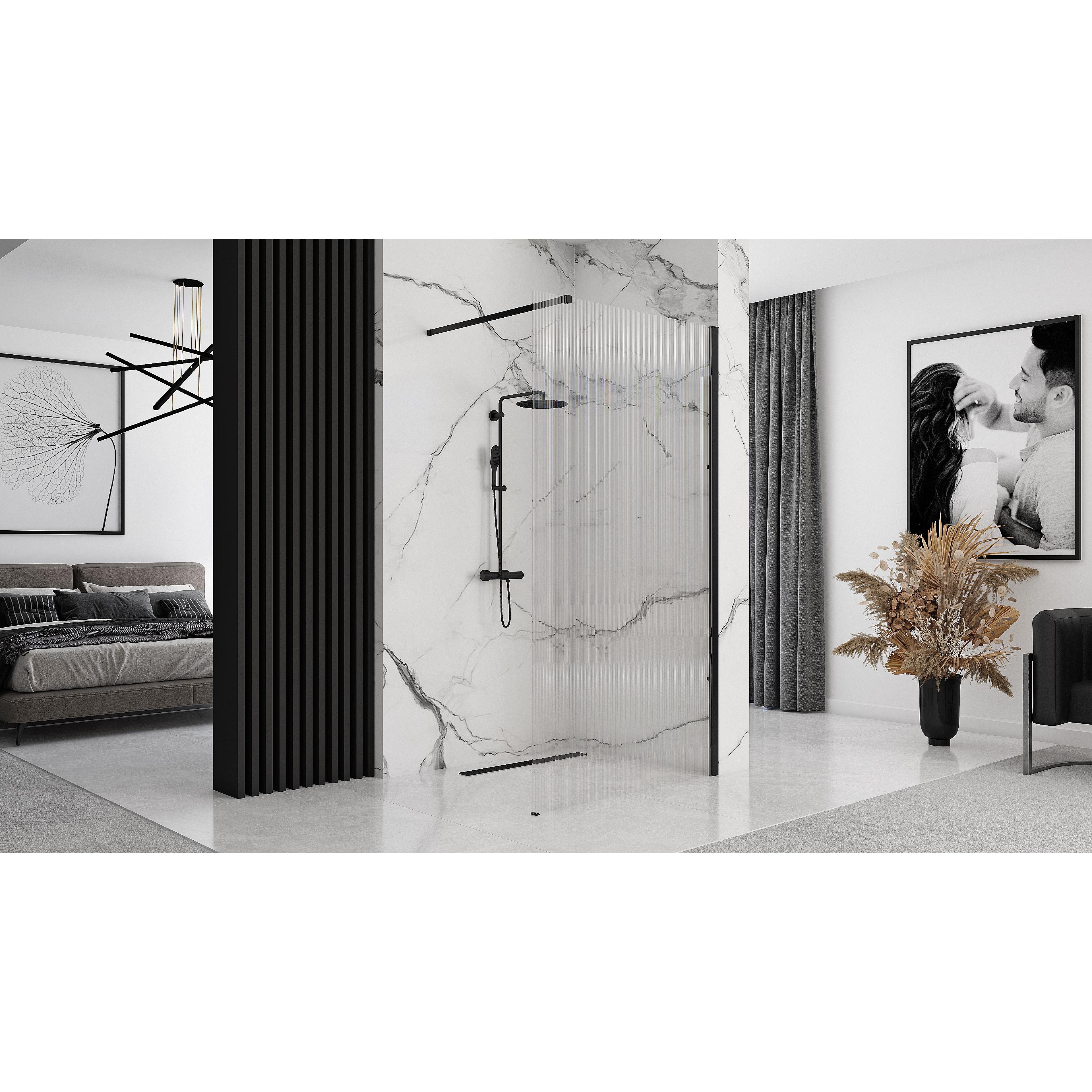 Paravan de dus Rea Aero Intimo Black Mat 100
