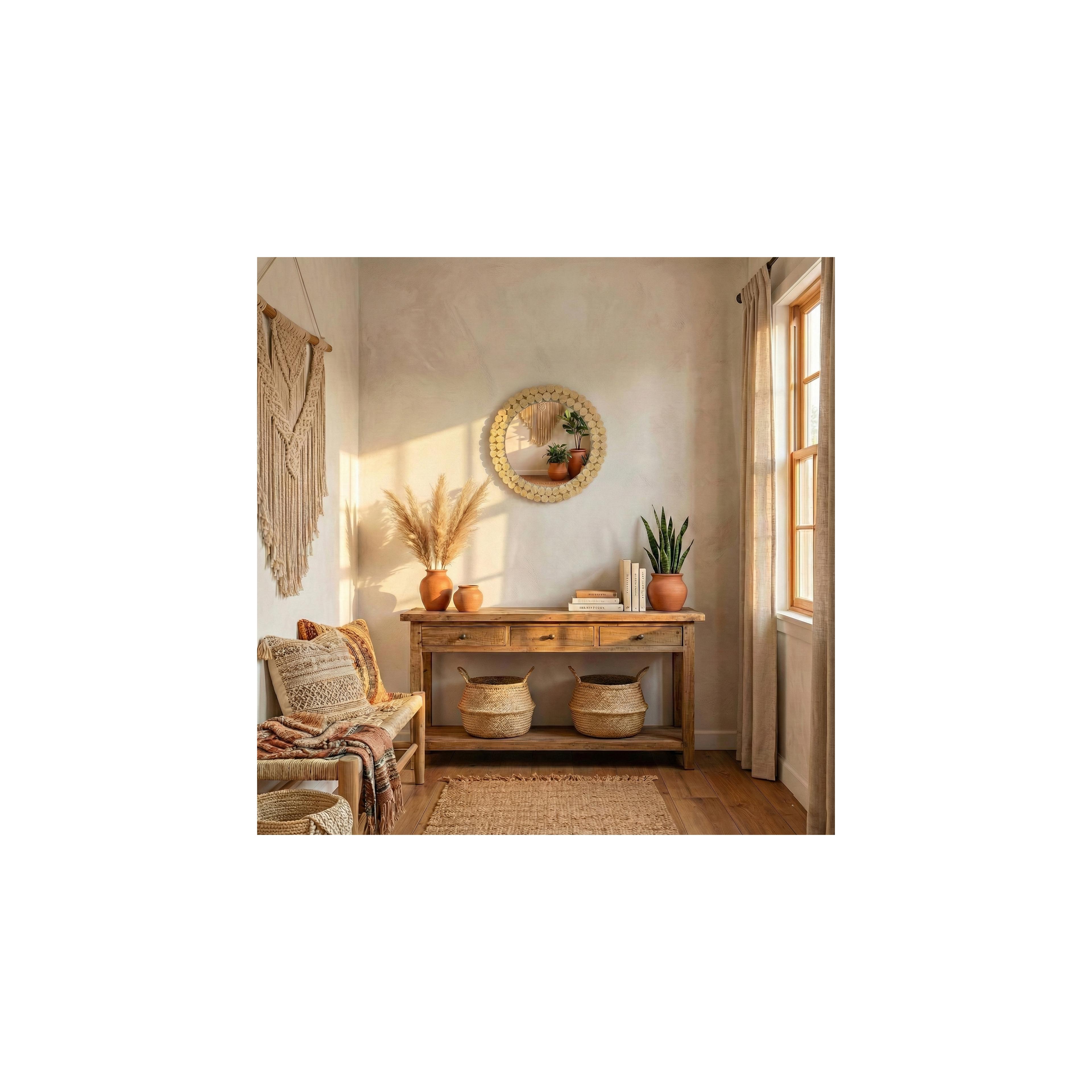 LUSTRO ŚCIENNE BOHO 36CM KLNA-MR01