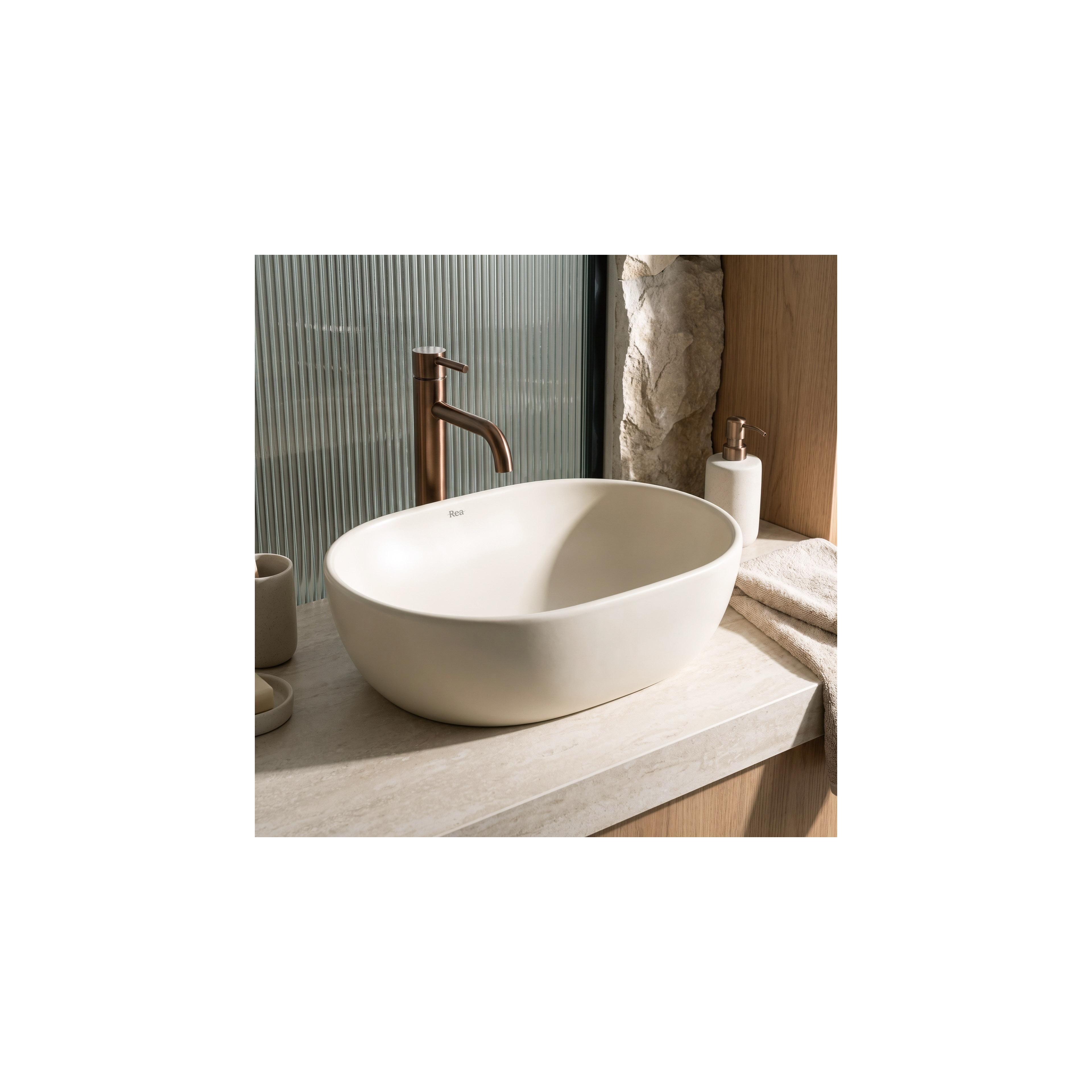 Countertop washbasin Rea Focus Creme