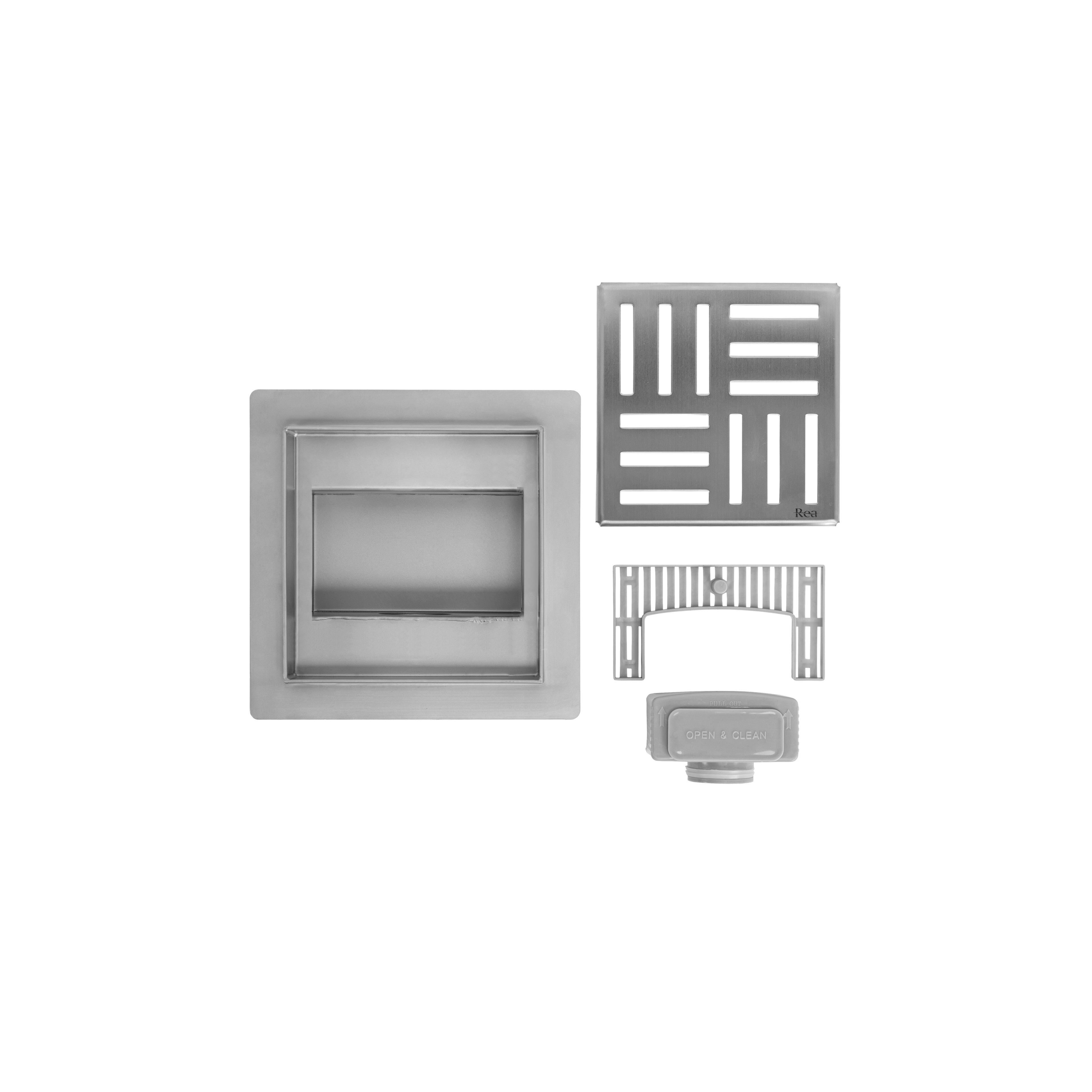 Duschrinne REA CROSS 150x150 Nickel Brush