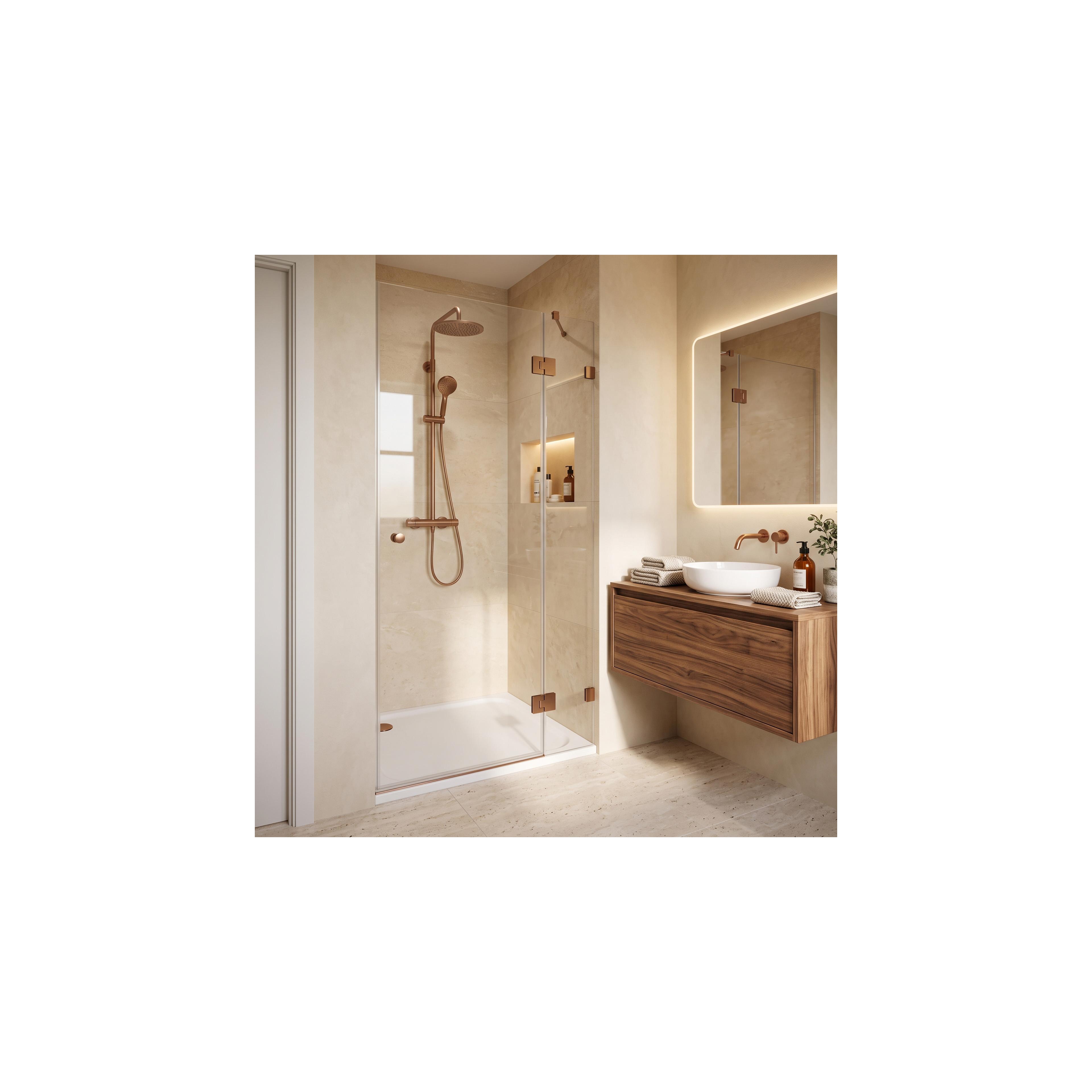 Akrylbricka för dusch Rea Belmond vit 80x80 Brush Copper