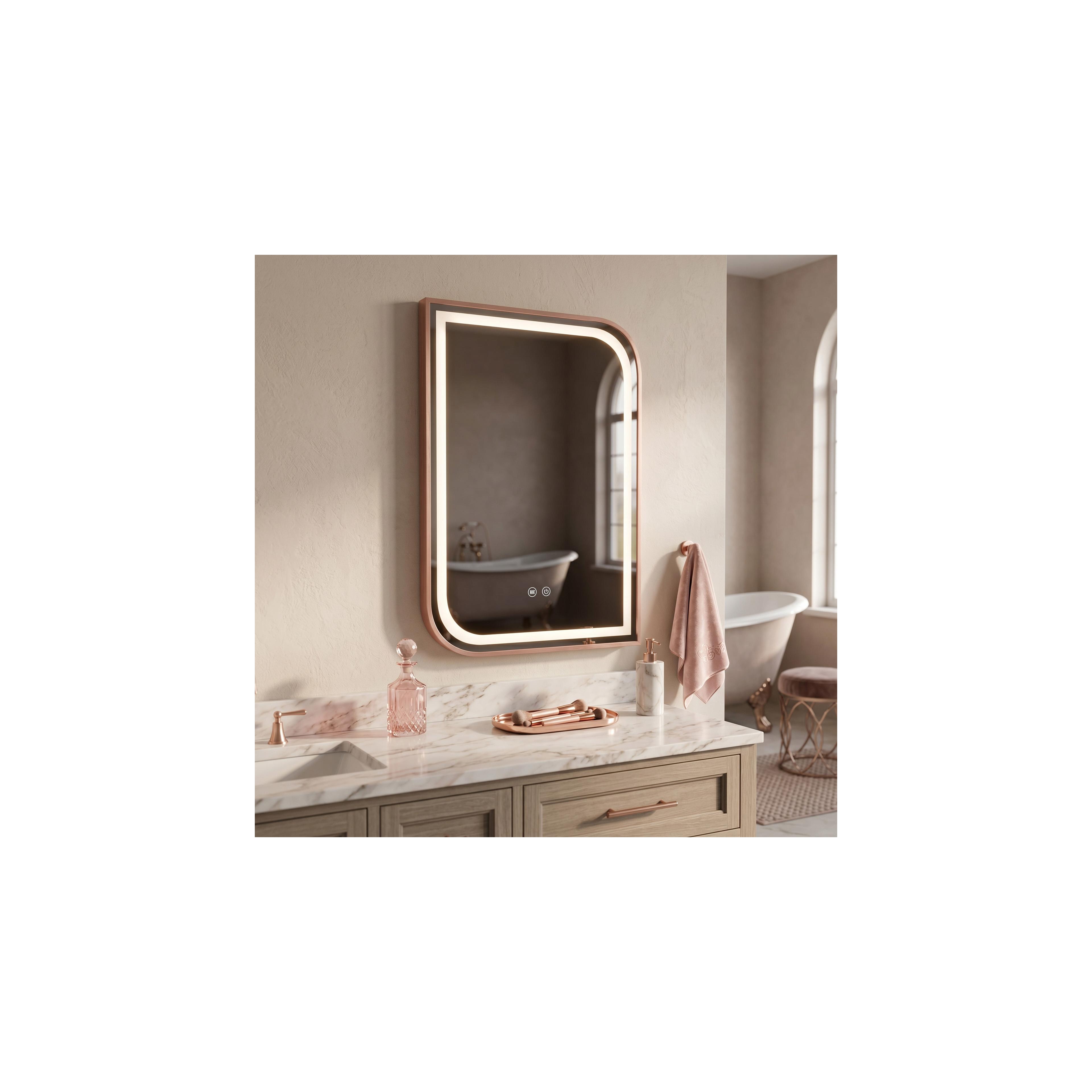 Зеркало LED ZONE 70x50 BRUSH ROSE GOLD