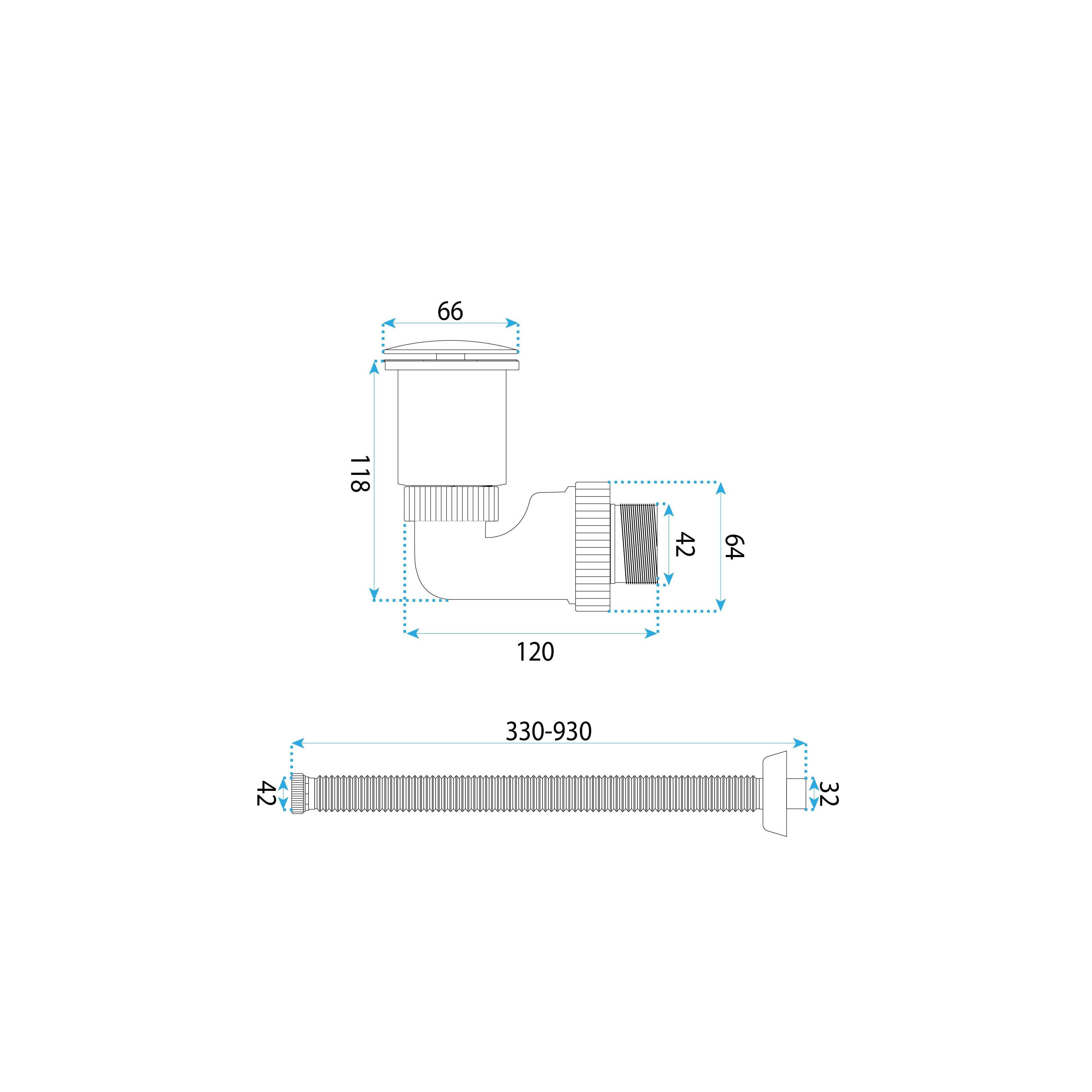 Waschbecken-Siphon Klik-Klak Universal REA Flow Gold