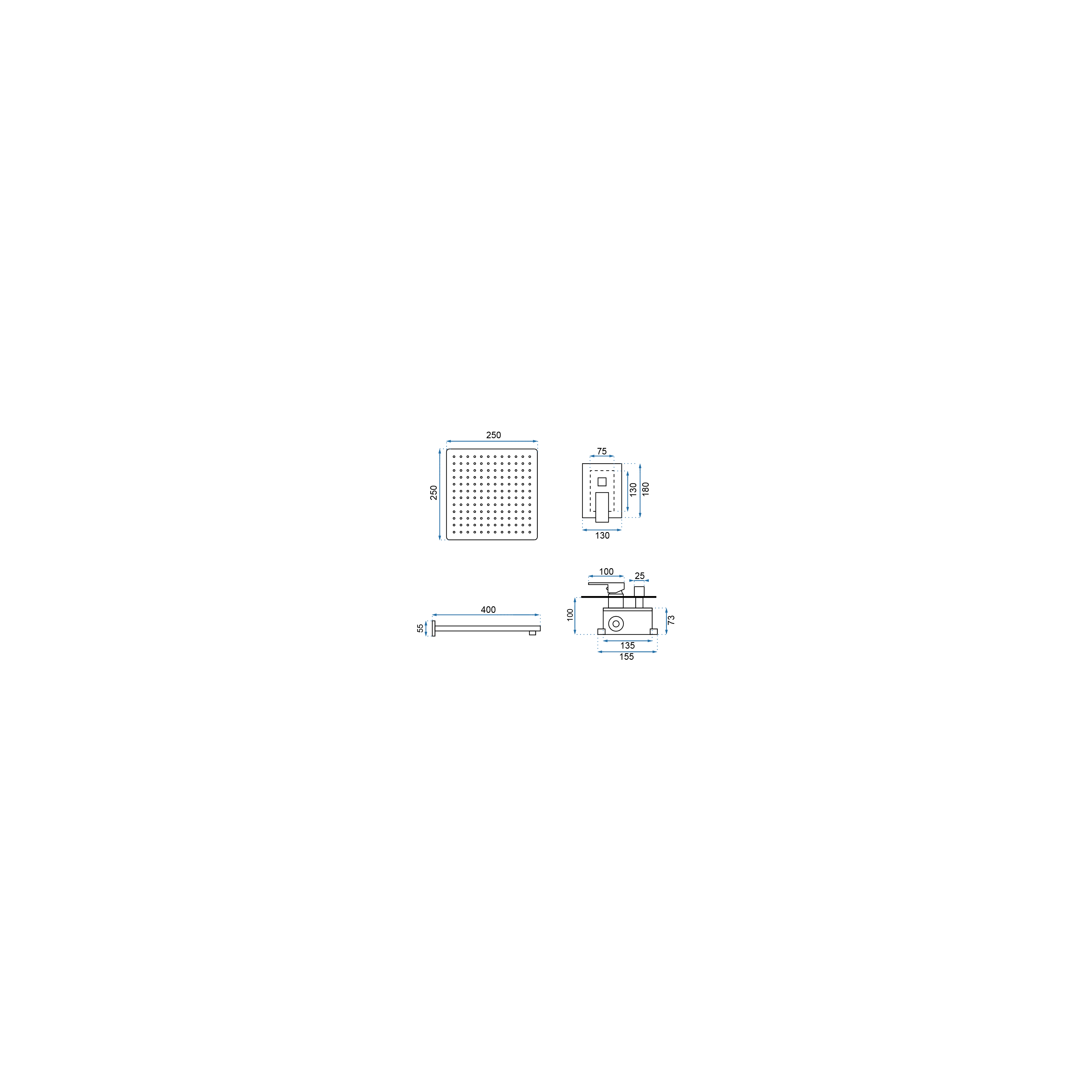 Inbouw regendoucheset Rea Fenix ​​​​Gold + Box