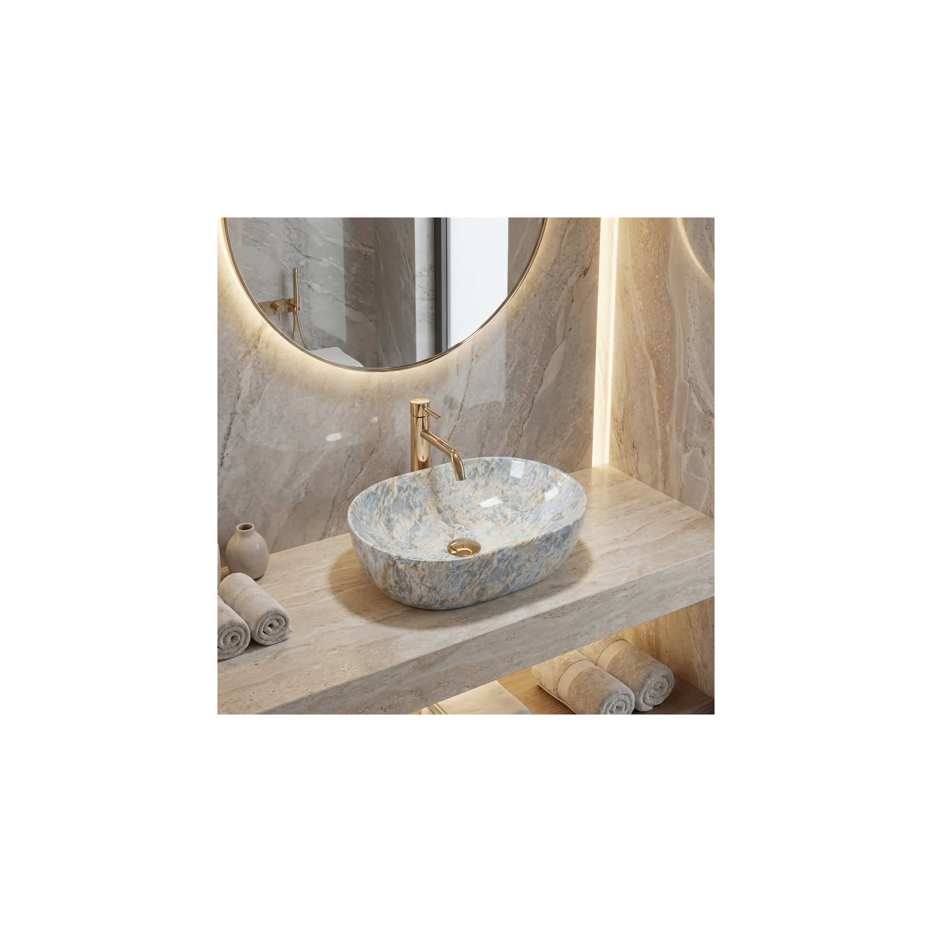 Aufsatzwaschbecken Rea Amelia Ruststone 48