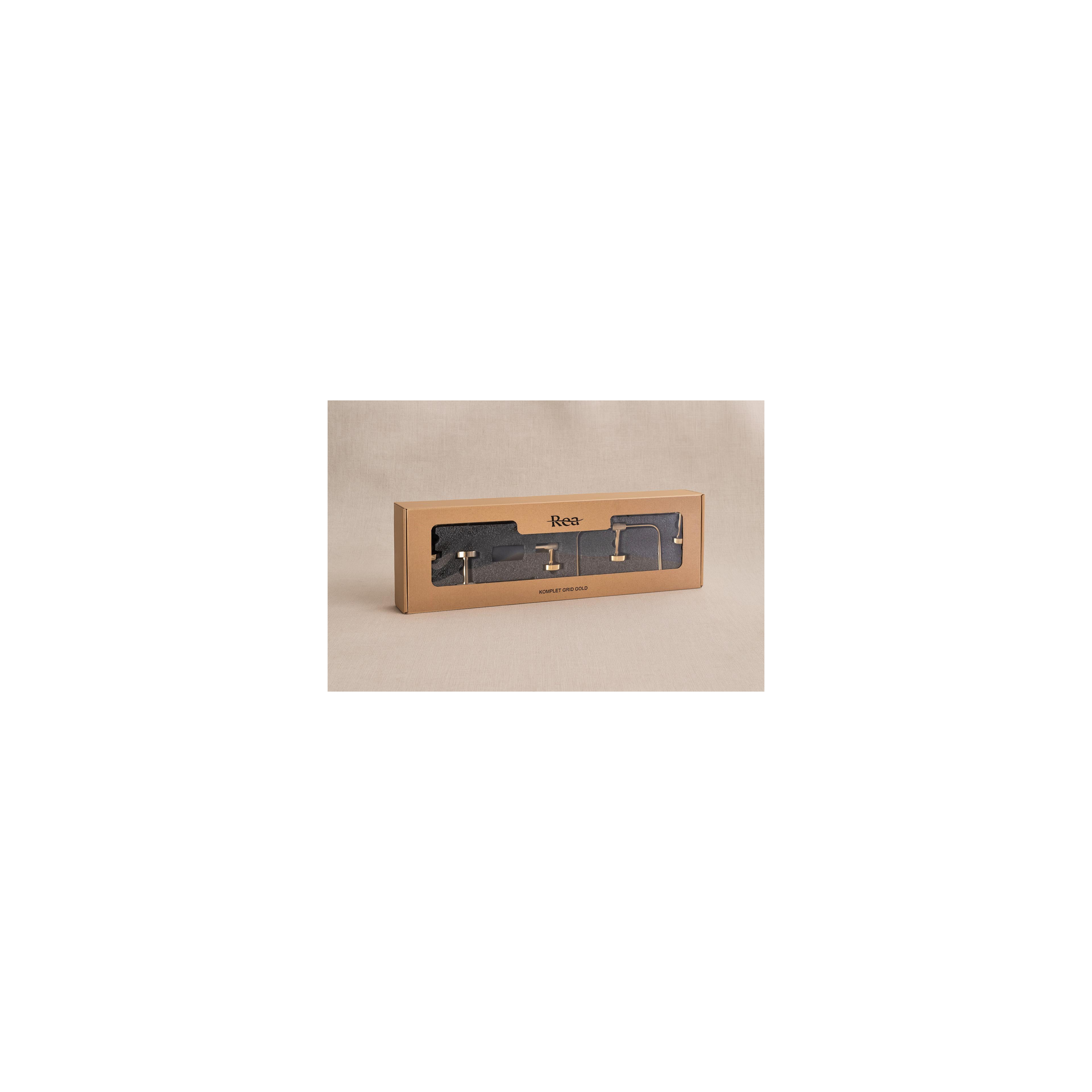 Badezimmer-Accessoire-Set GRID Gold 4-teilig