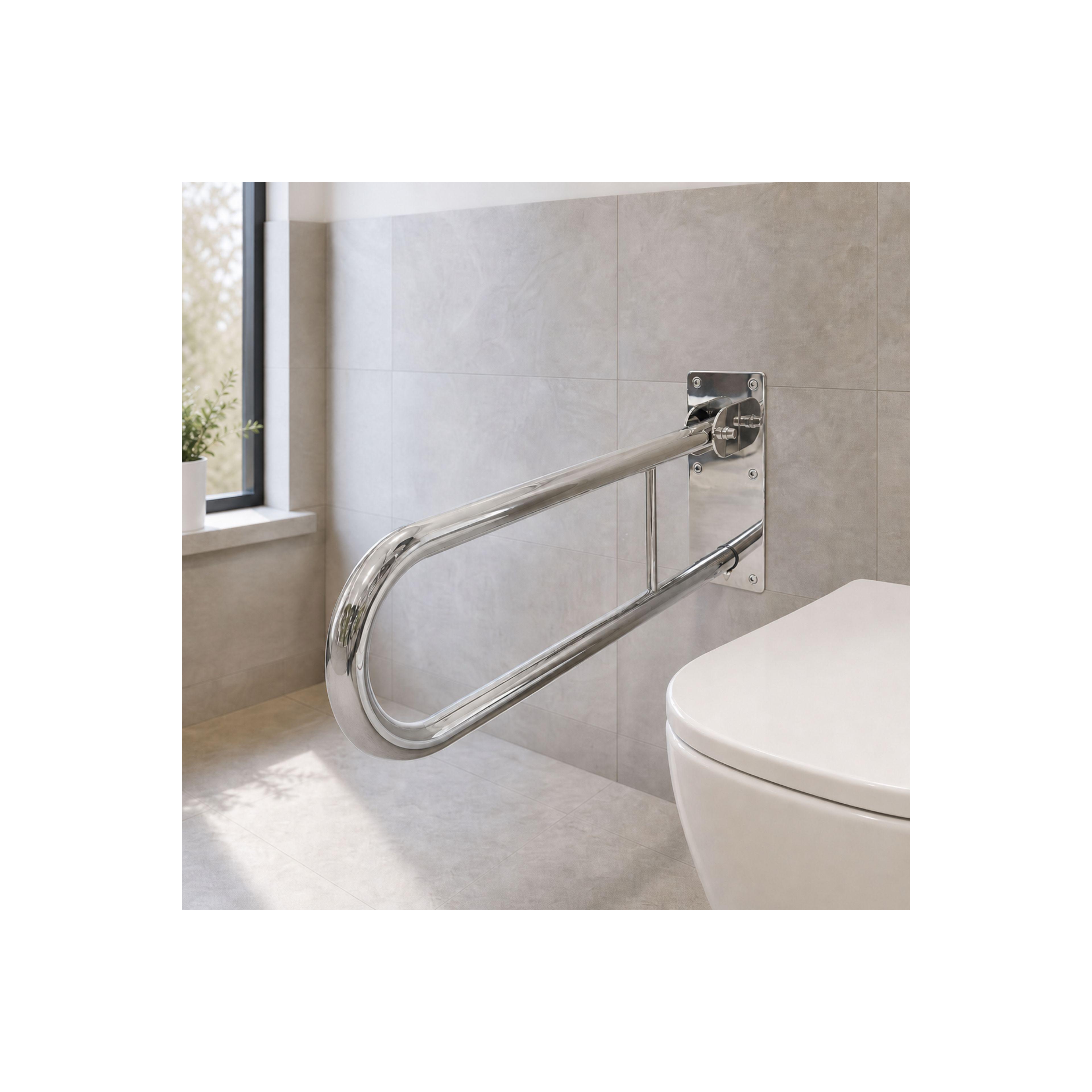 Folding bathroom grab bar Chrome