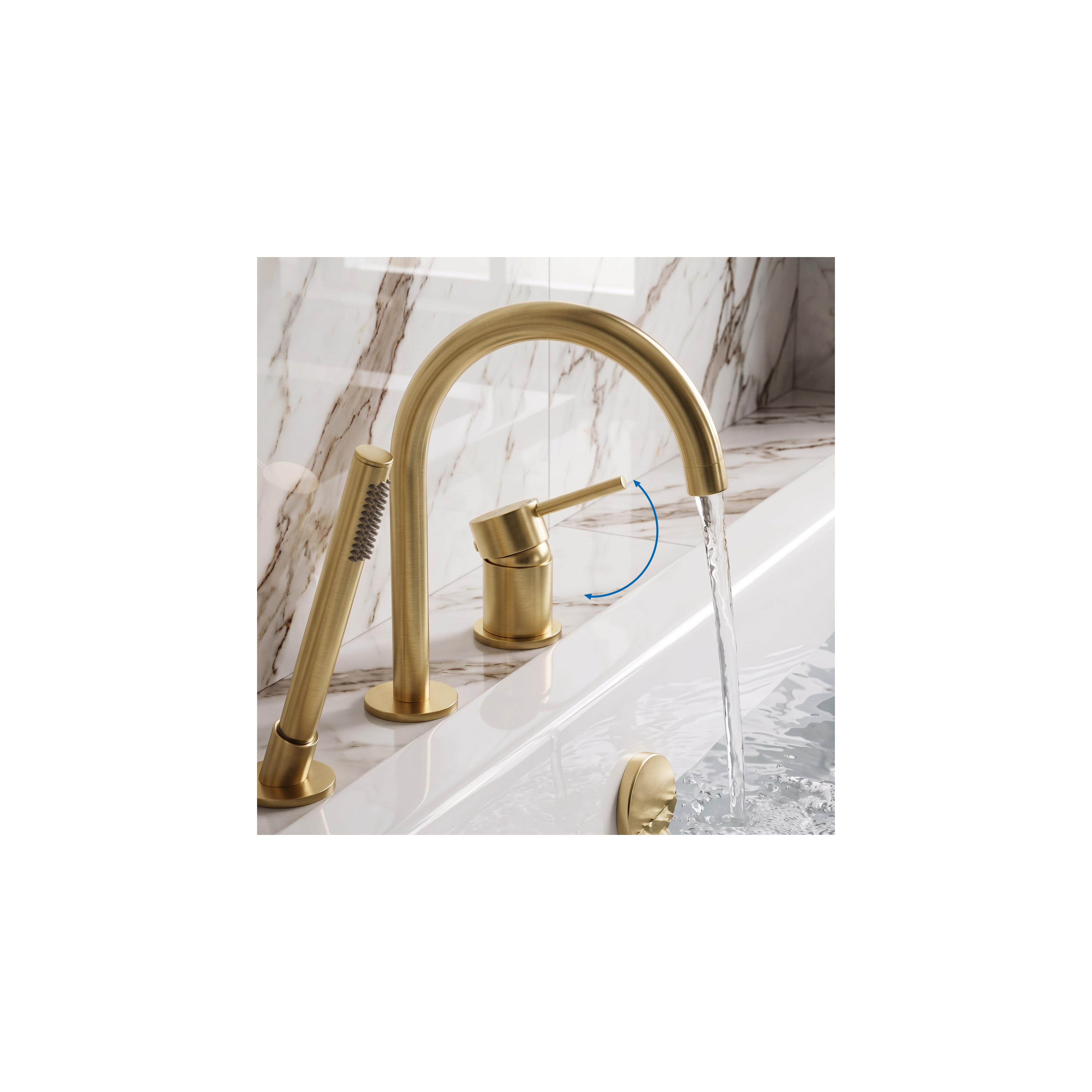 3-Hole Bathtub Faucet Rea Lungo Brush Gold