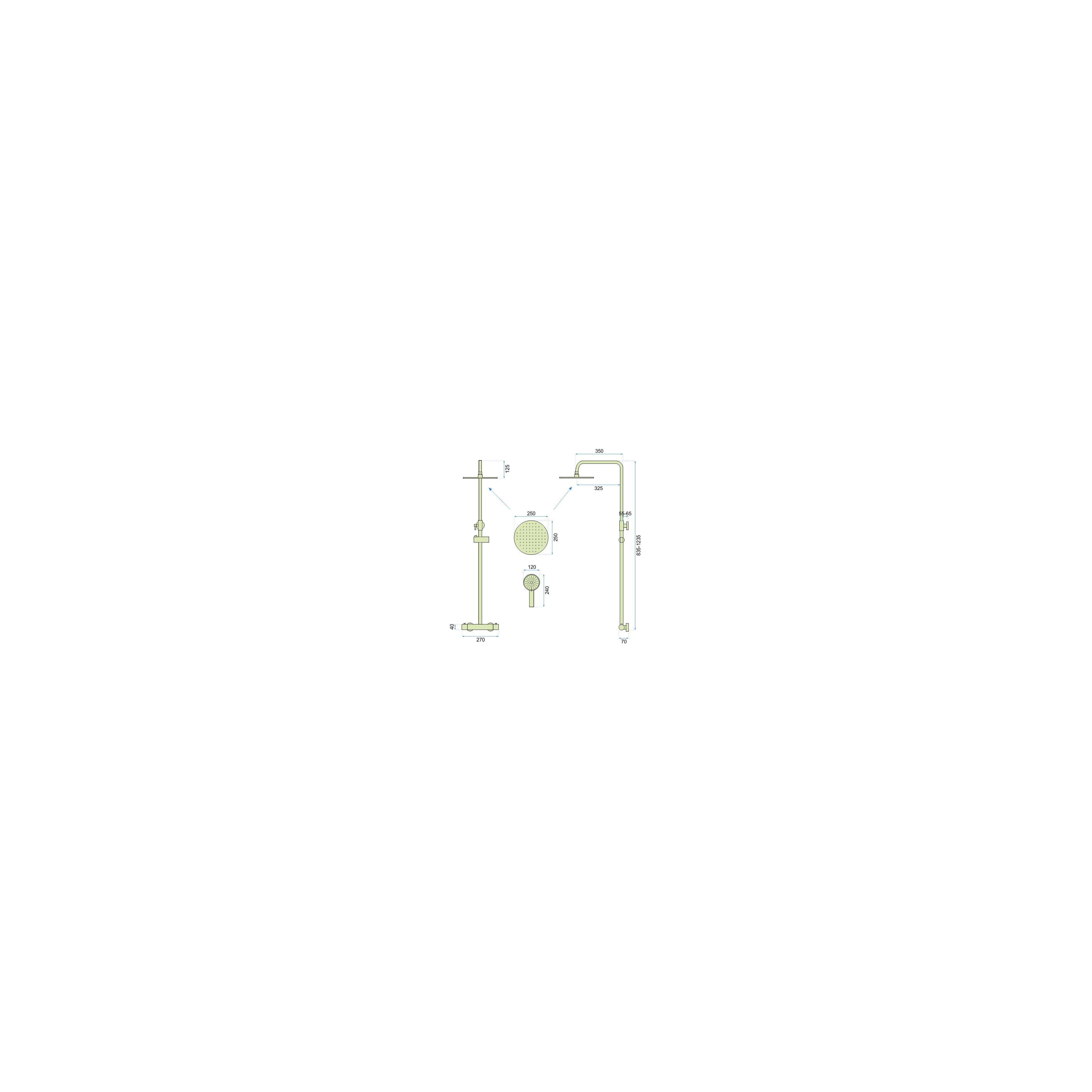 Duschgarnitur mit Thermostat REA VINCENT Gold Brush