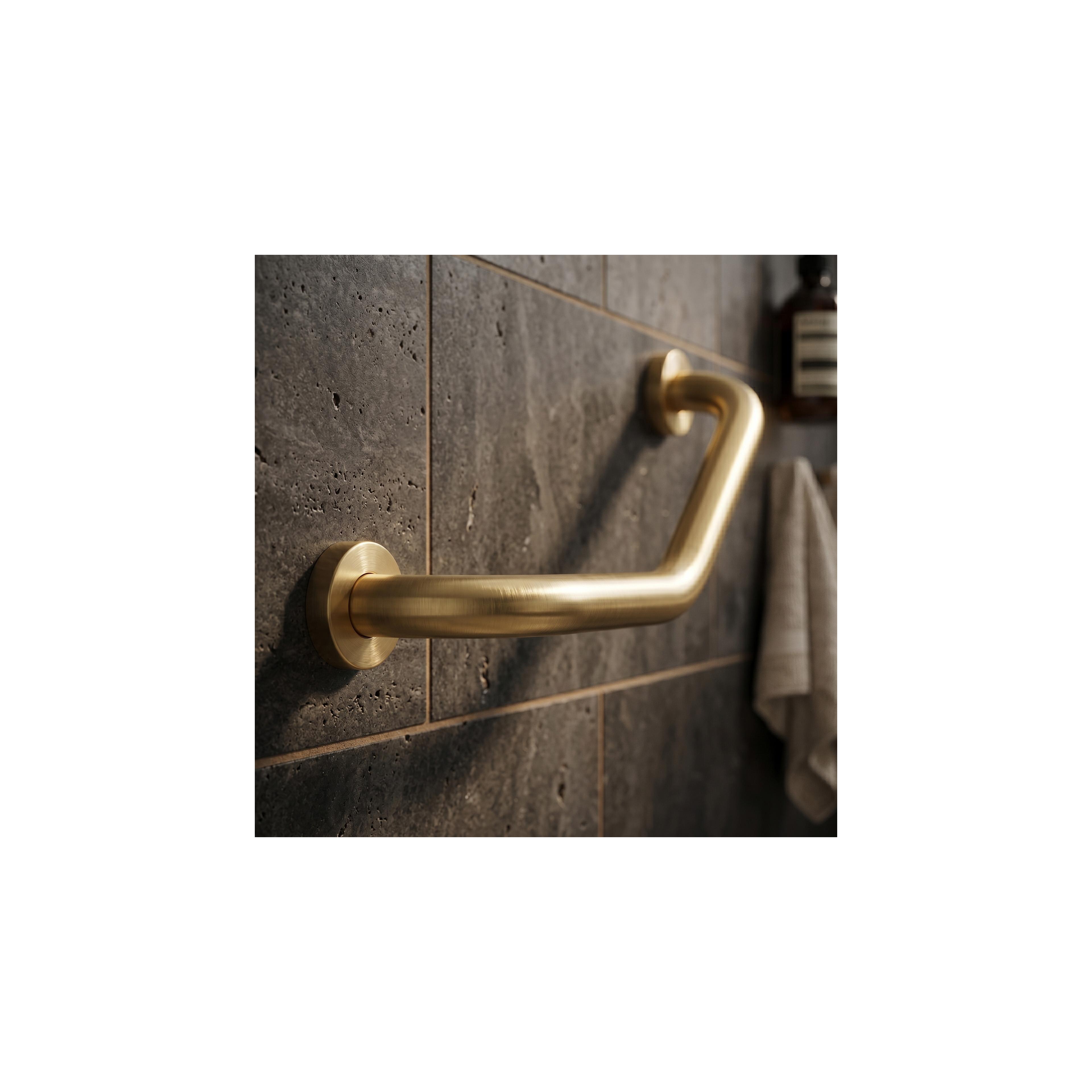 Angewinkelte Badezimmer-Haltestange BRUSH GOLD