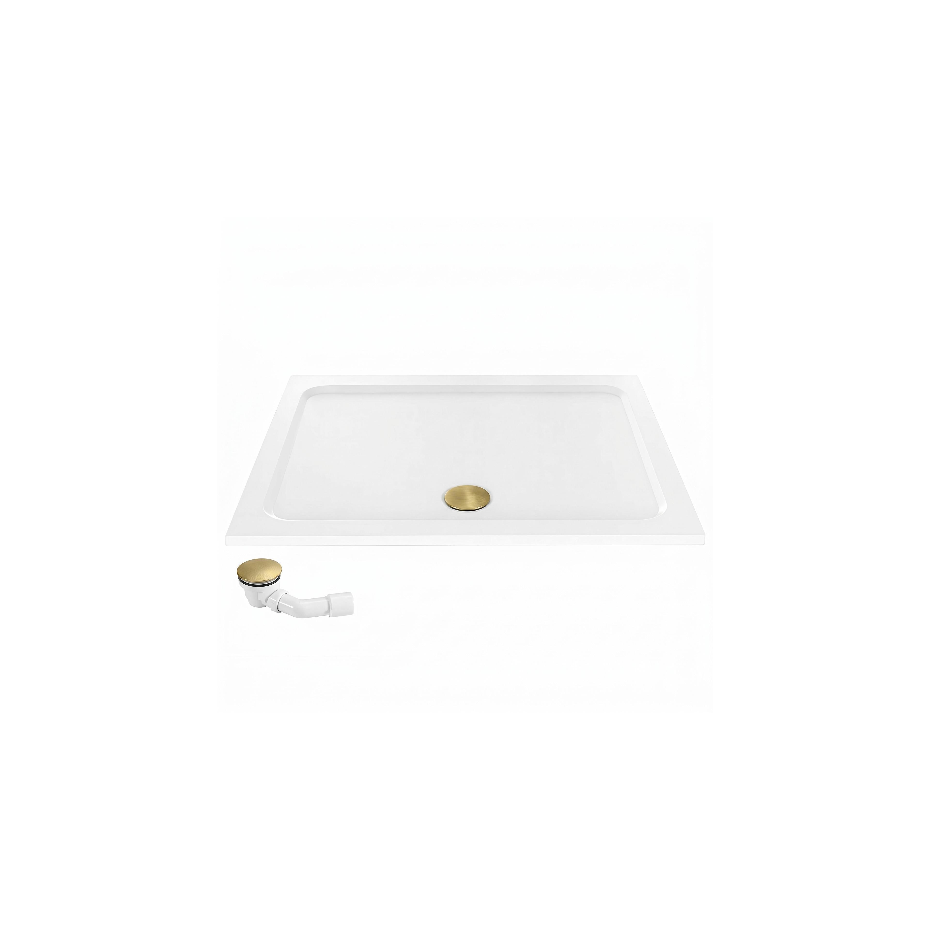 Acryl Duschwanne Rea Belmond White 80x100 Brush Gold