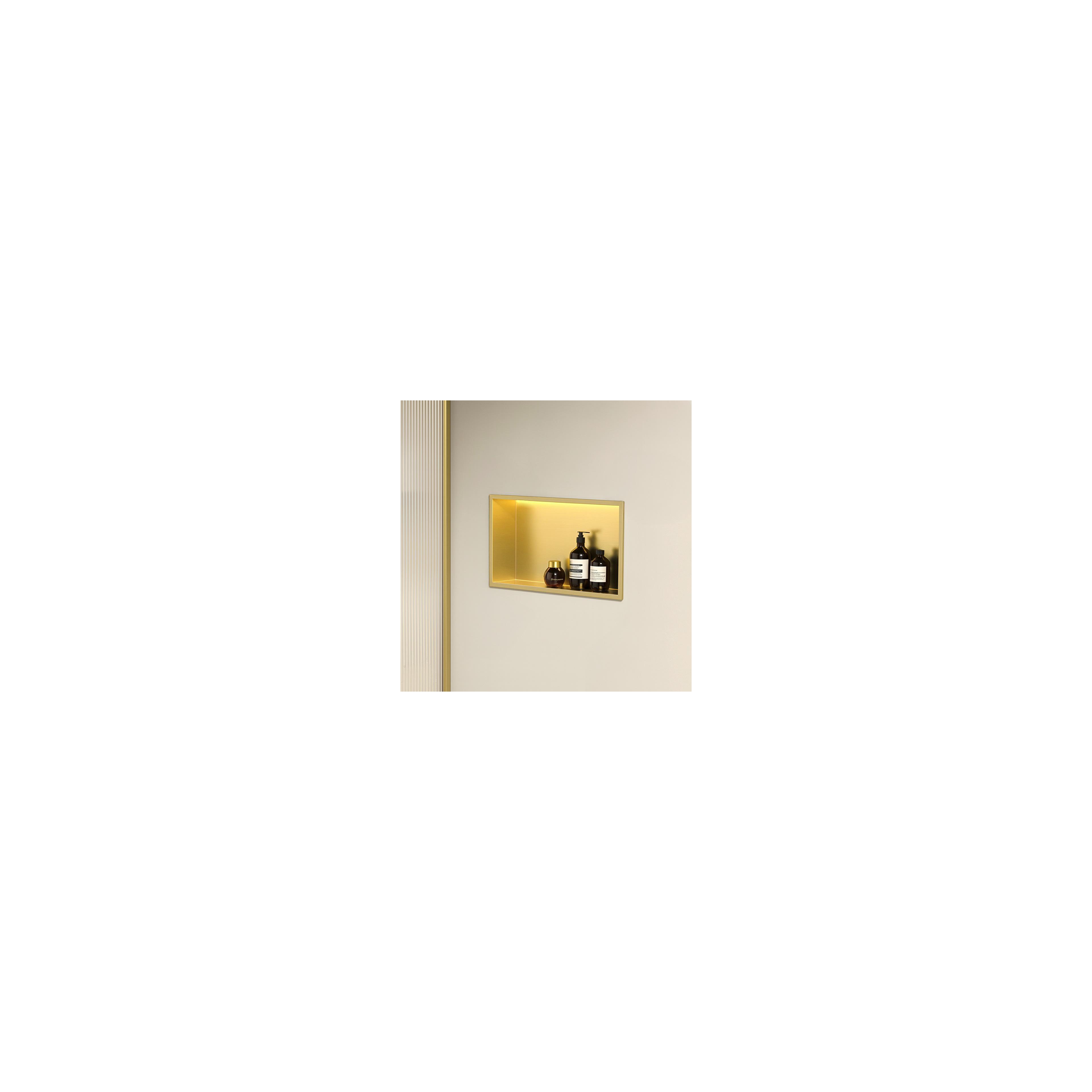 WANDEINBAU-BADEZIMMERREGAL LED 30x45 brush gold