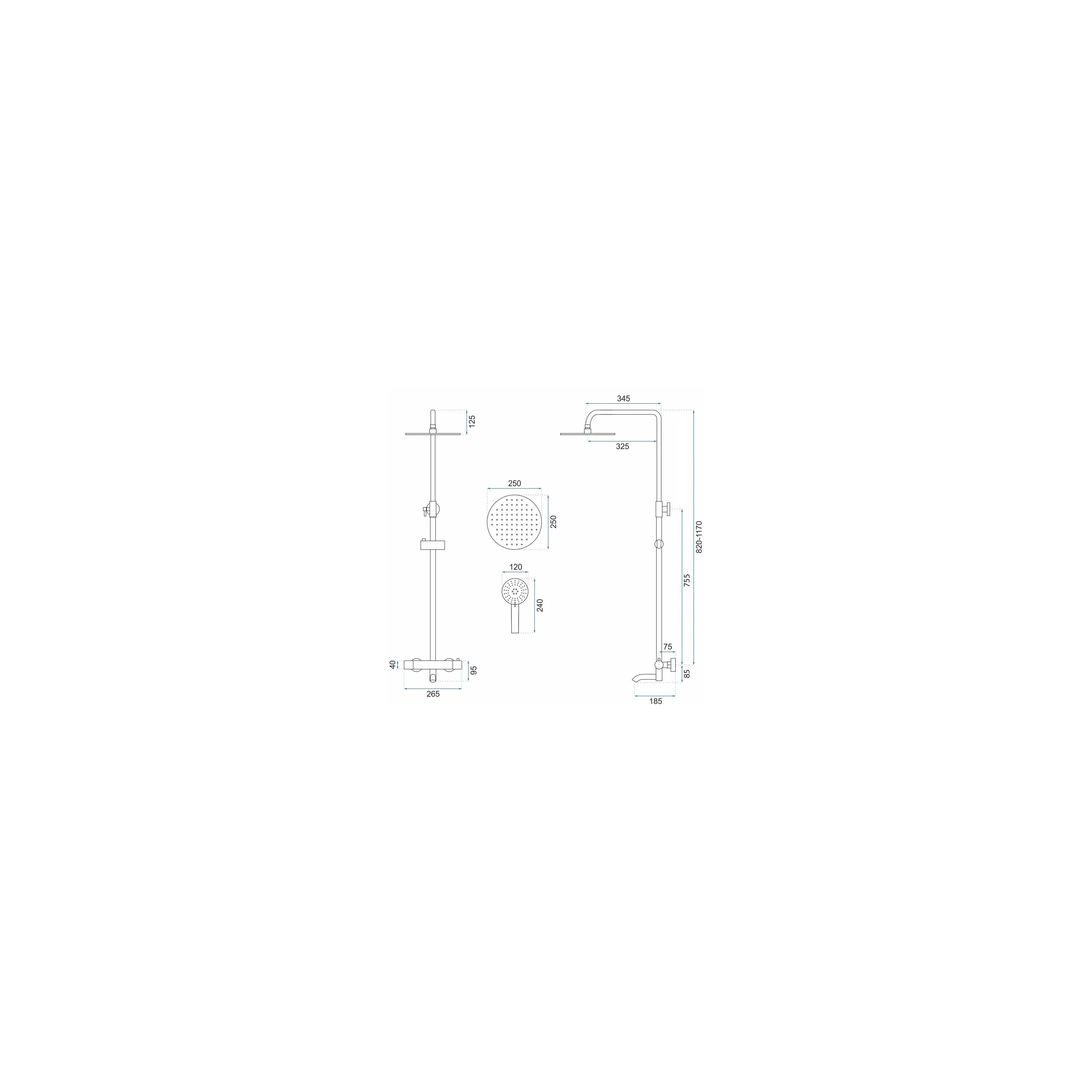 Kit de douche avec thermostat REA Lungo Copper