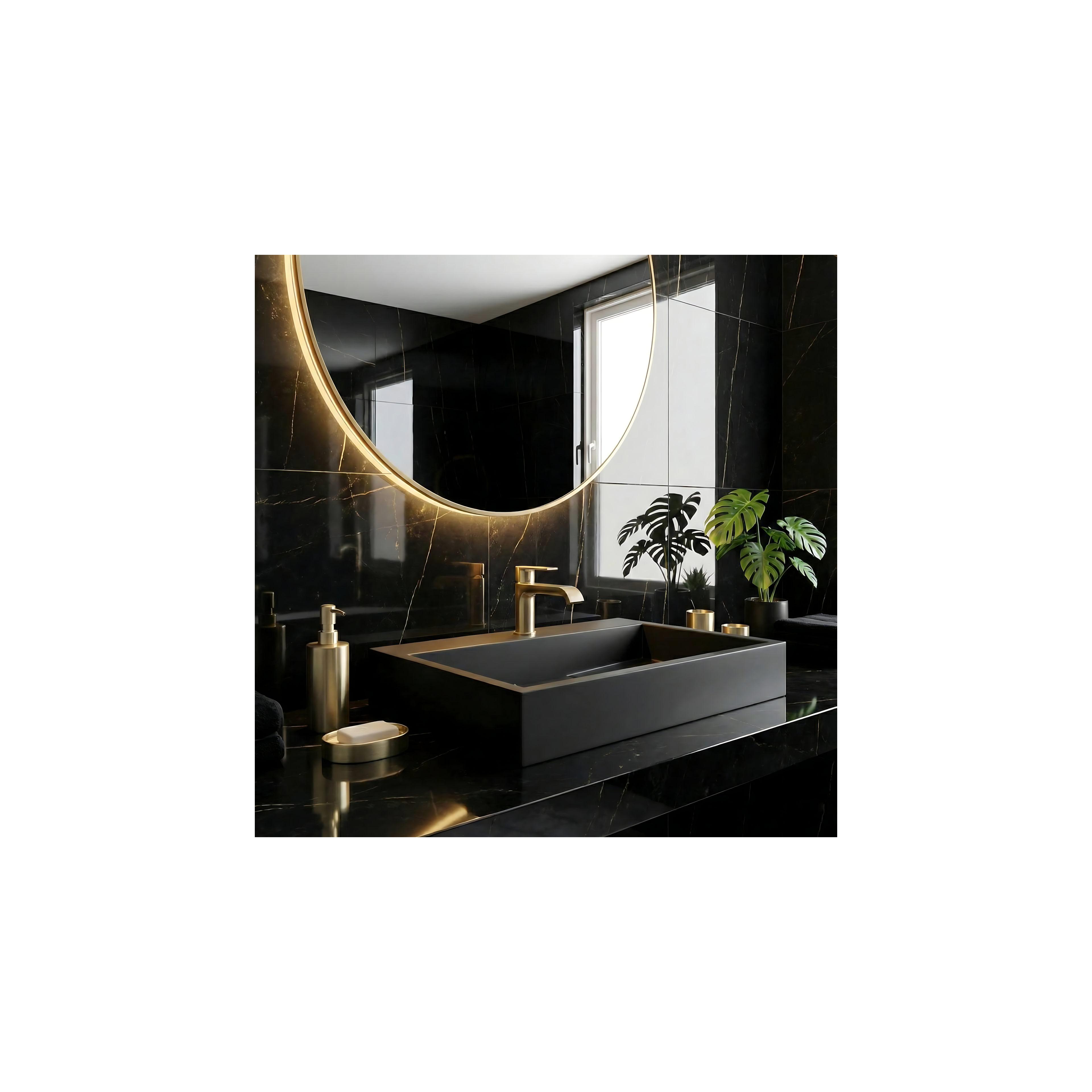 Waschbecken Konglomerat GOYA Black Matt 70CM