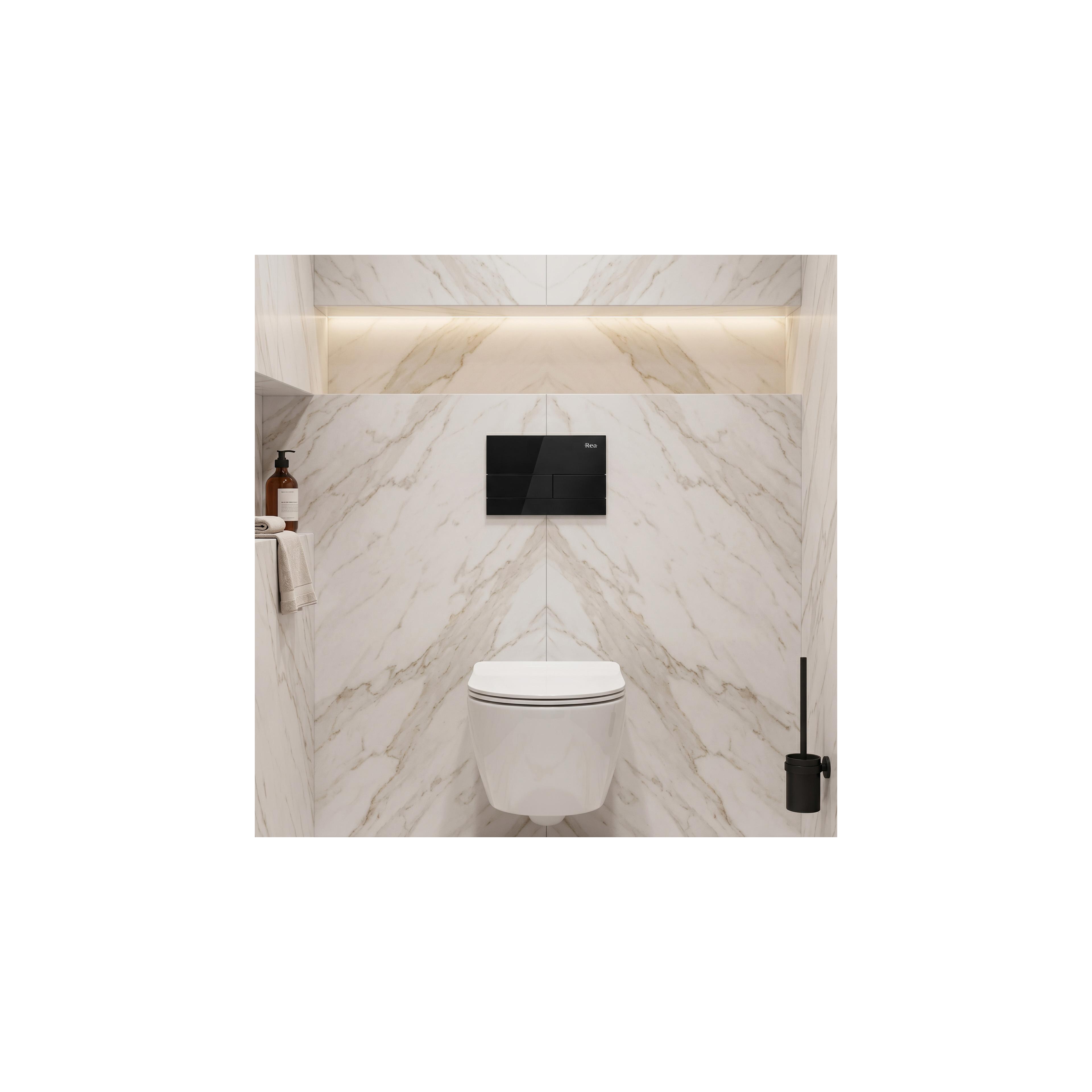 Concealed WC Frame Set Slim 024N with T White Glass Button