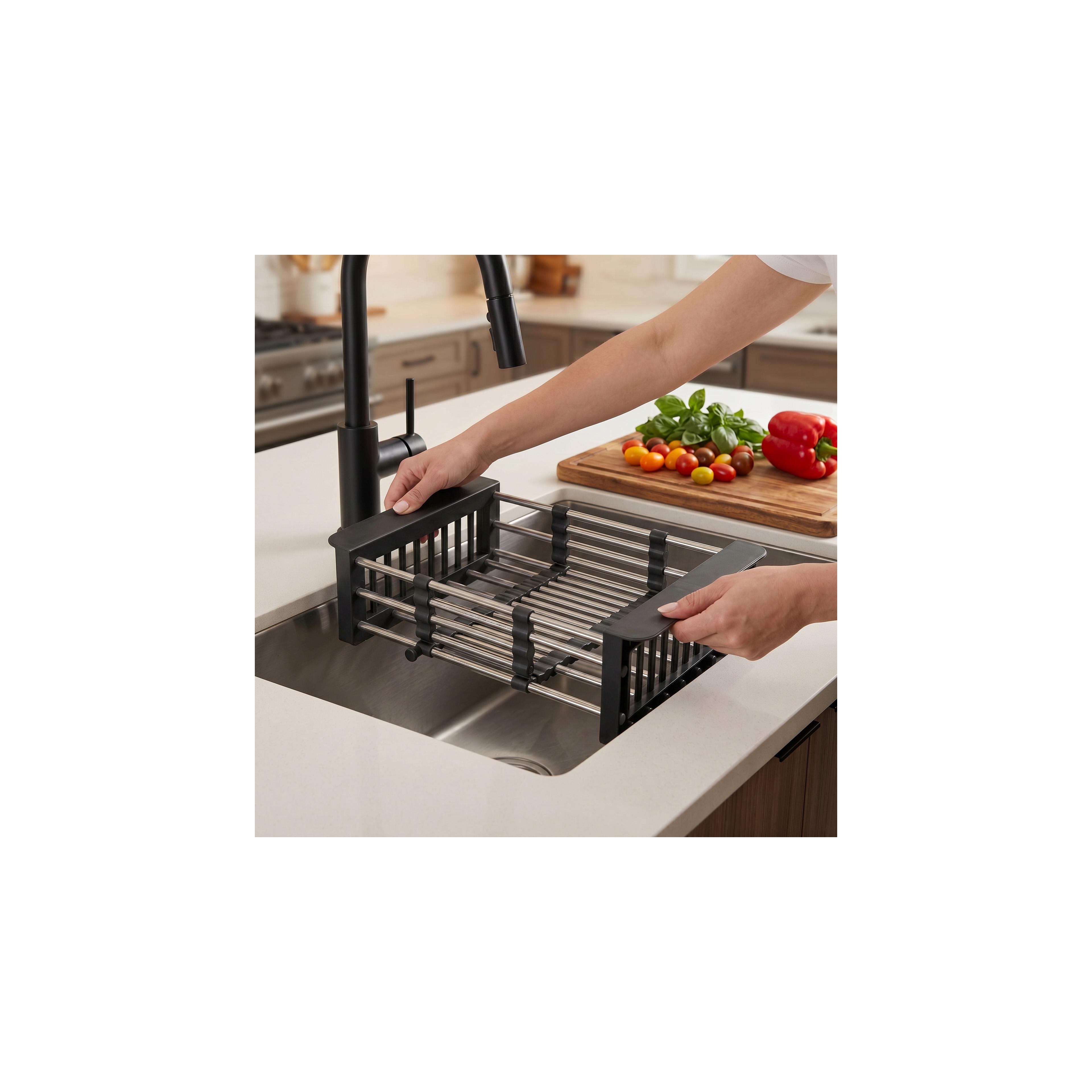 Telescopic sink dish drying rack REA P14487 Black