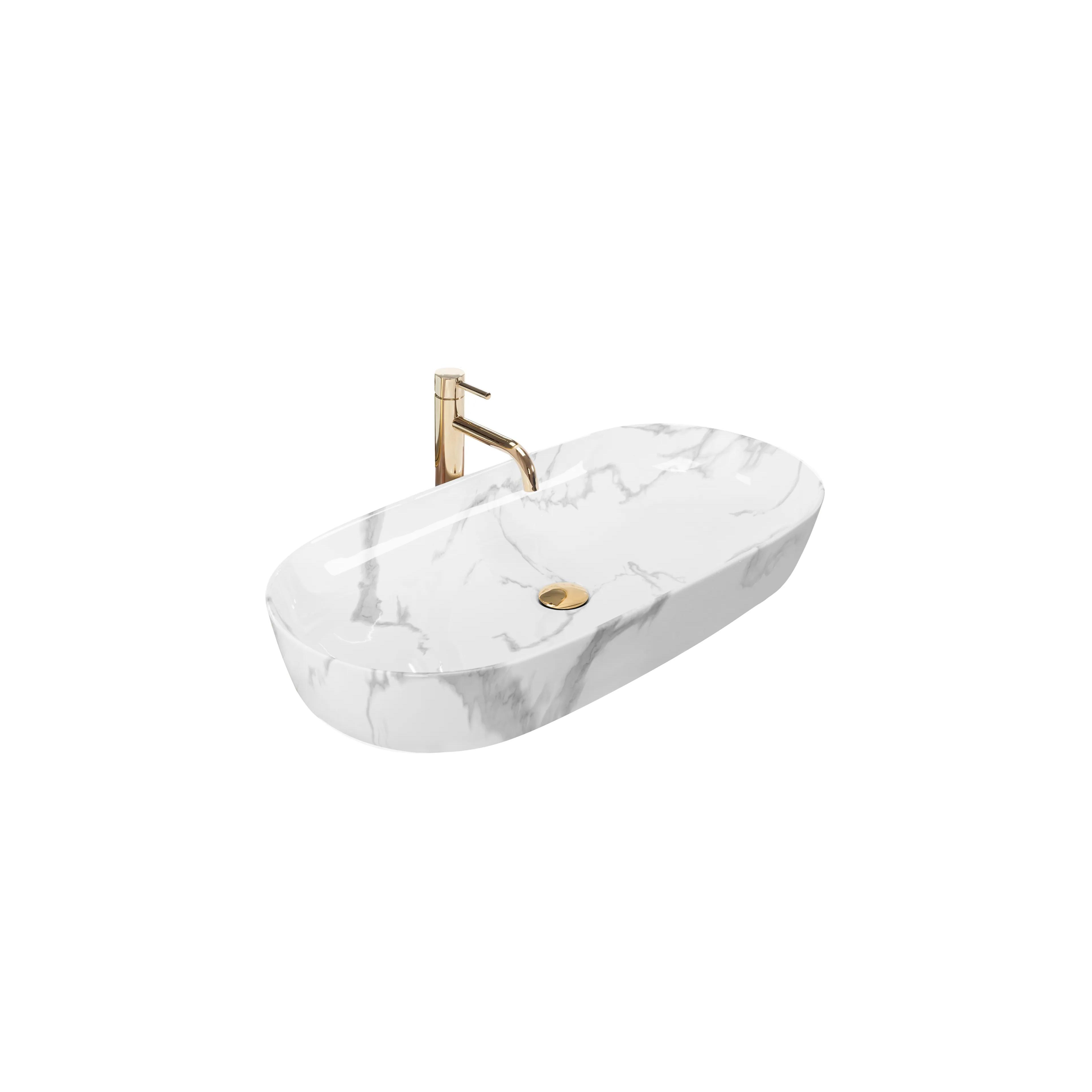 Aufsatzwaschbecken REA CLEO 81 Shiny Marmo