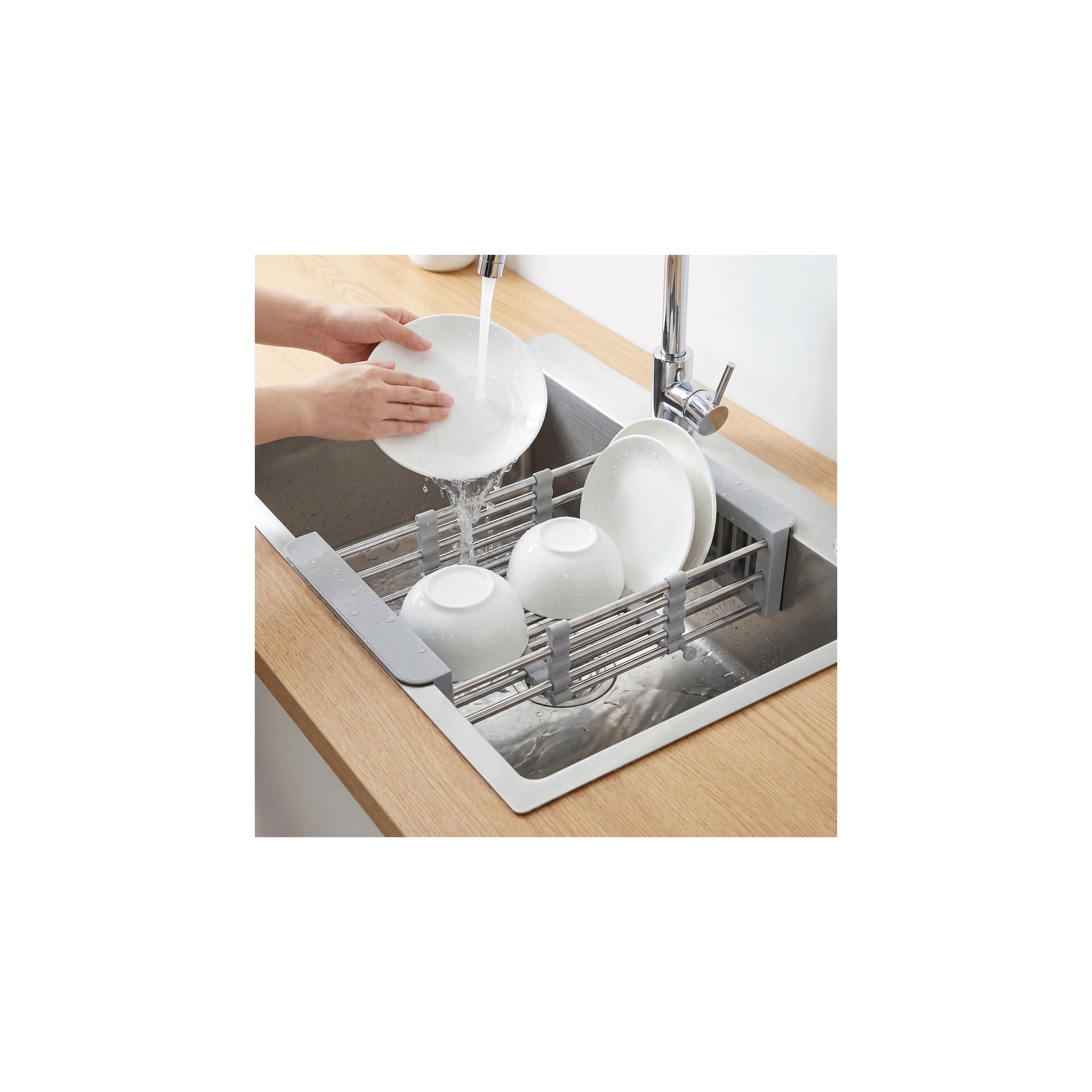 Telescopic sink dish drying rack REA P14487A Grey