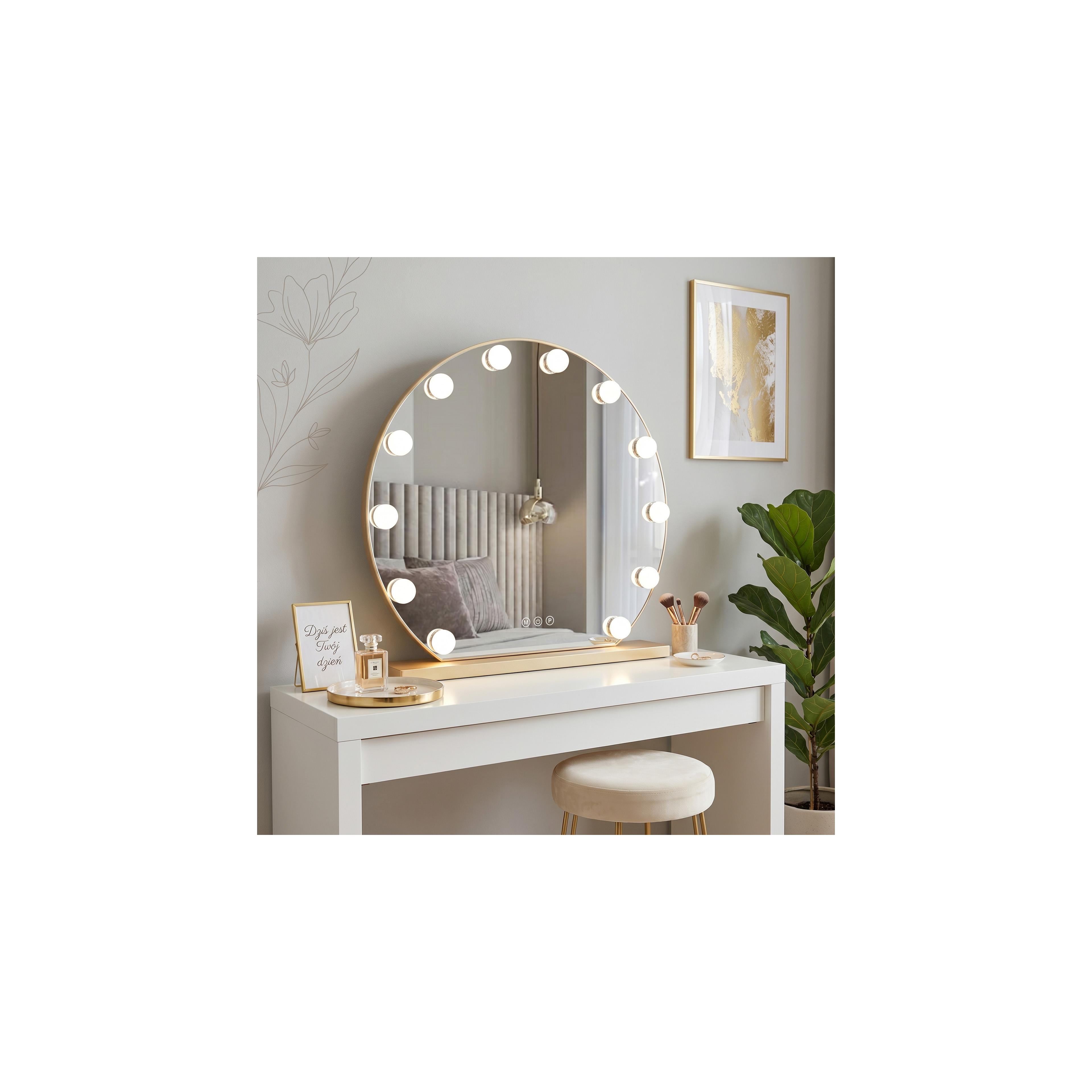 Spiegel LED HOLLYWOOD L. Gold 50 cm