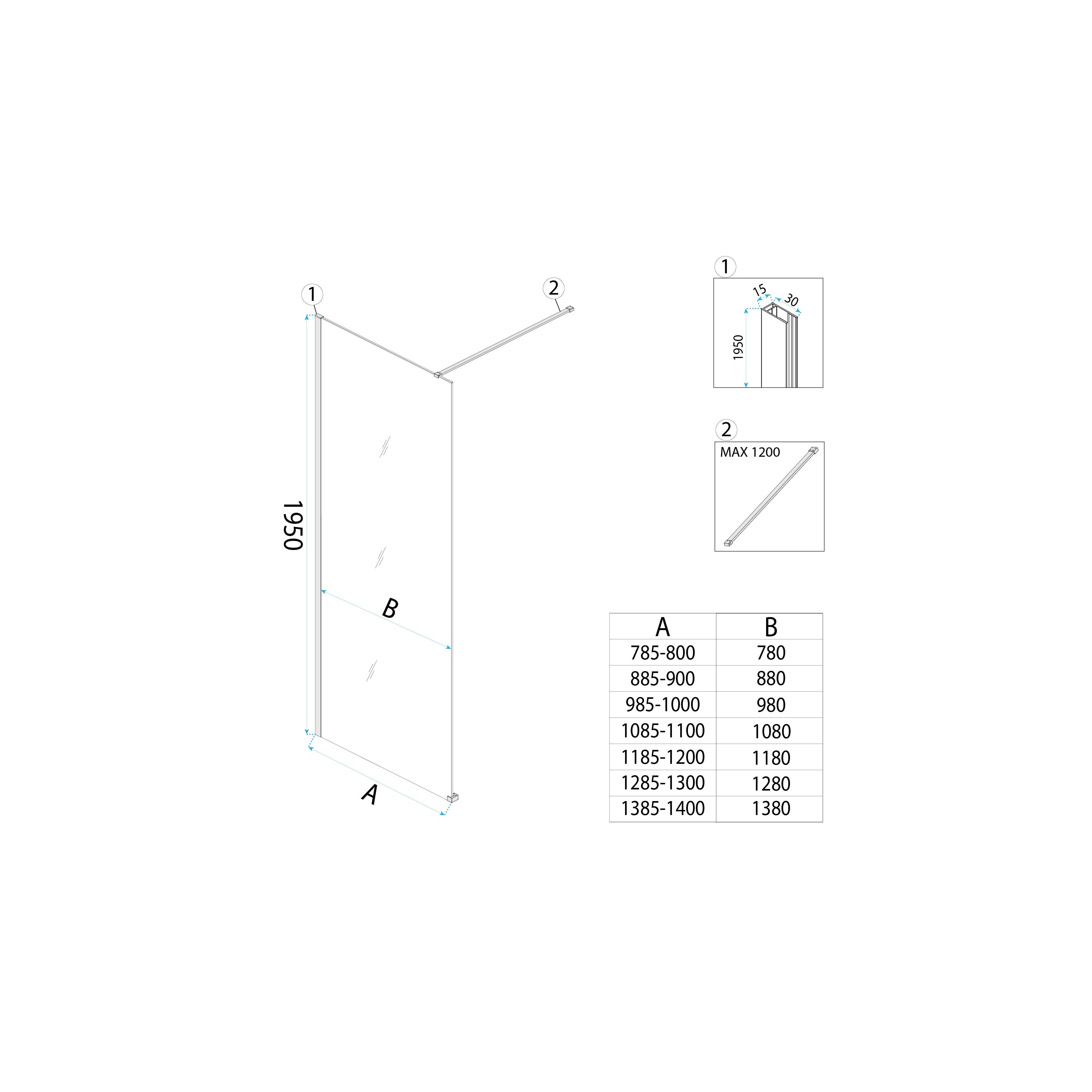 Paroi de douche Rea Flexi Transparent / Chrome 140