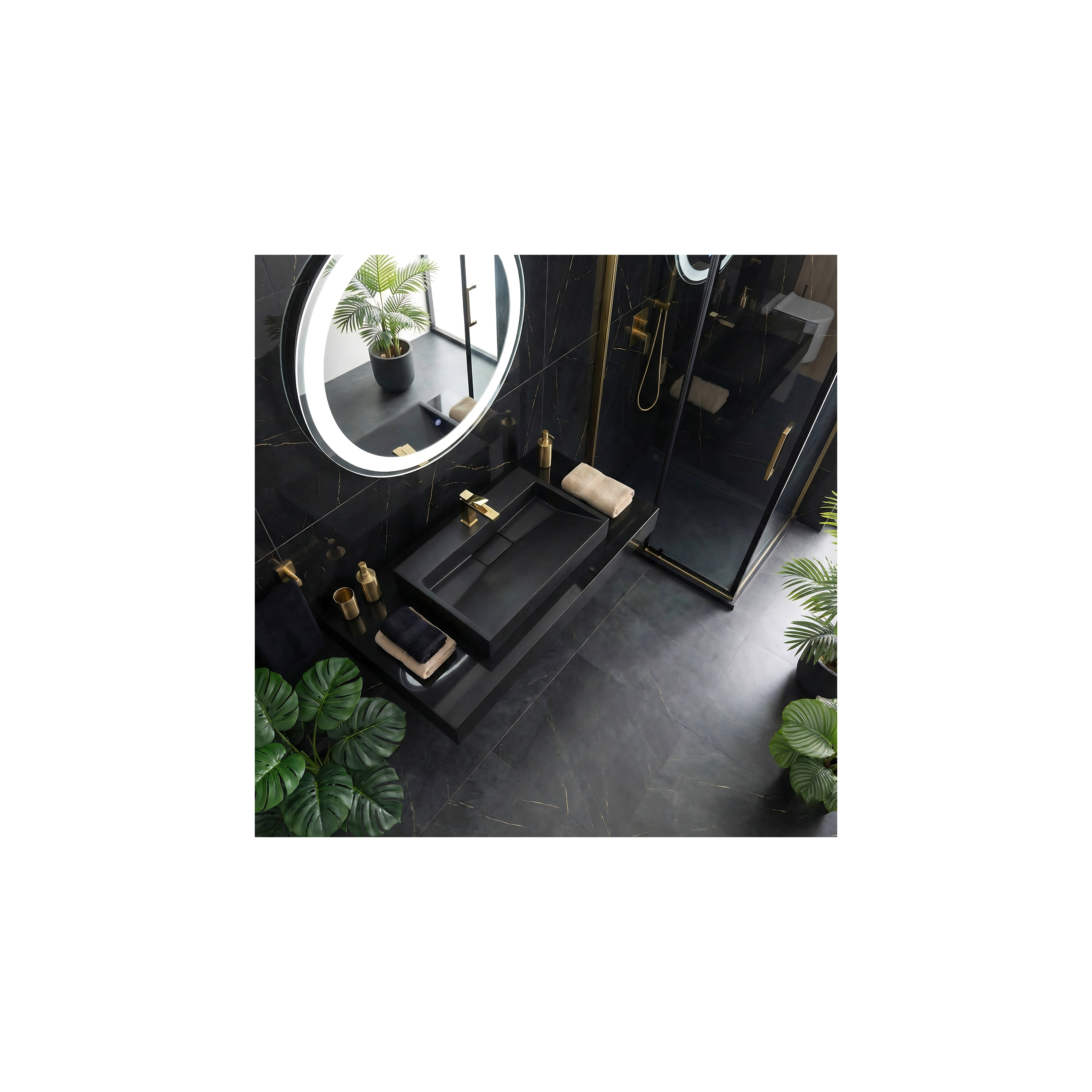 Waschbecken Konglomerat GOYA Black Matt 70CM