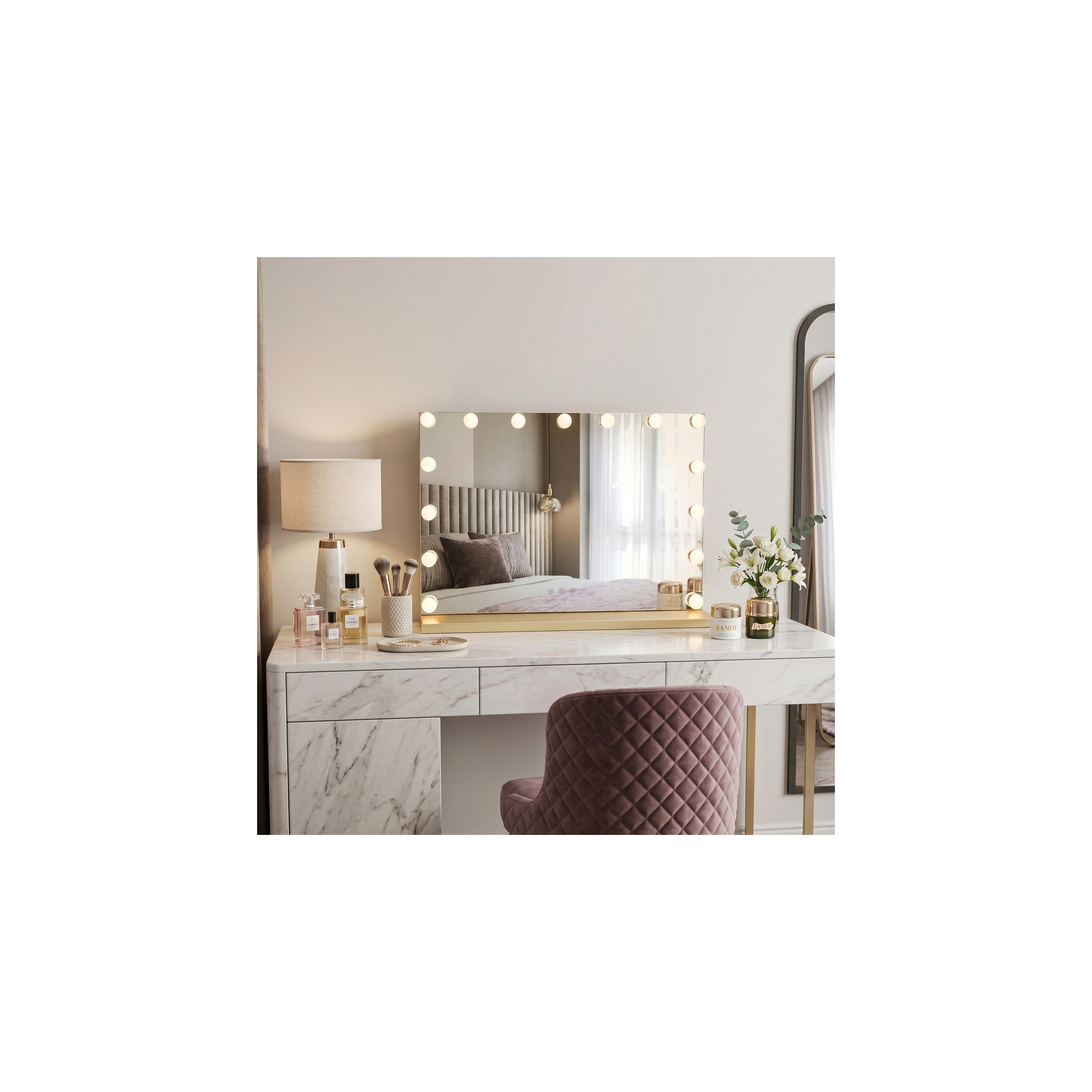 Spiegel LED HOLLYWOOD L.Gold 80x60
