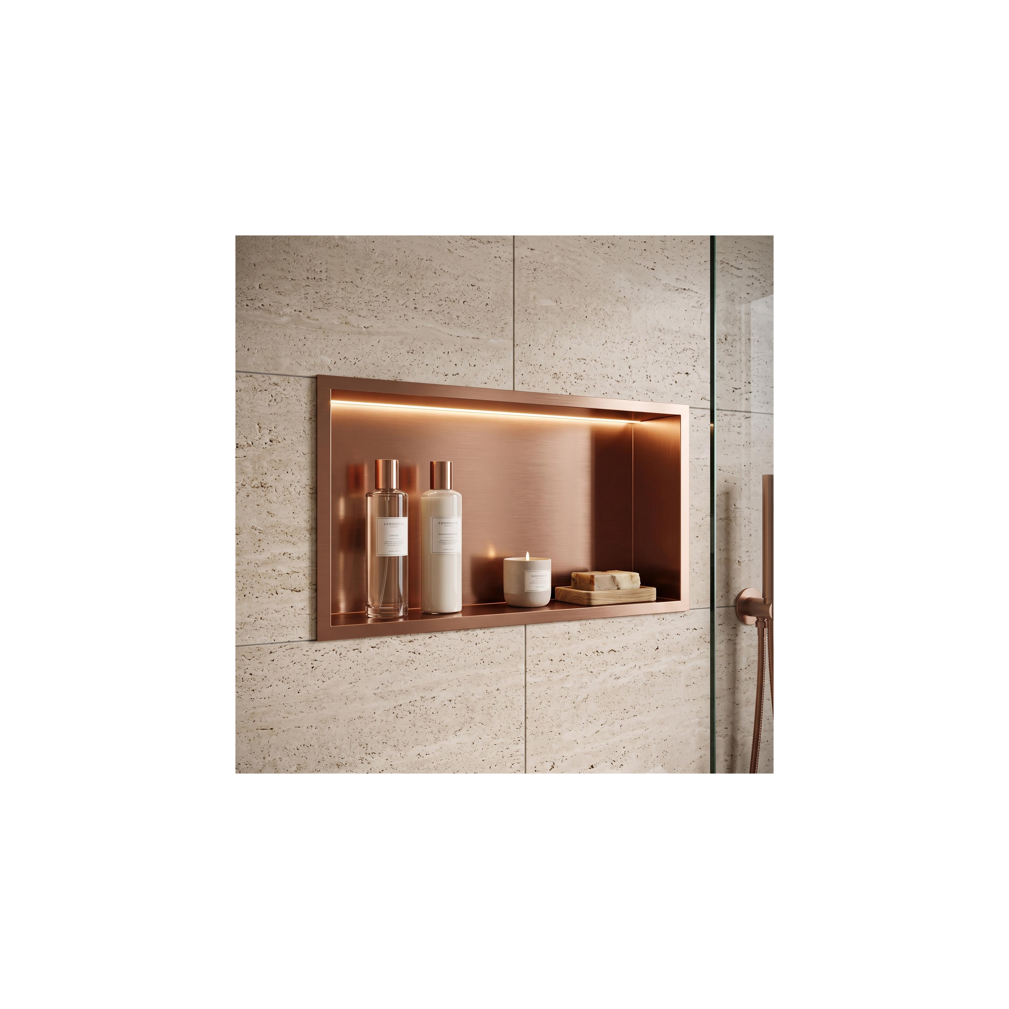 WANDEINBAU-BADEZIMMERREGAL LED 30x60 brush copper