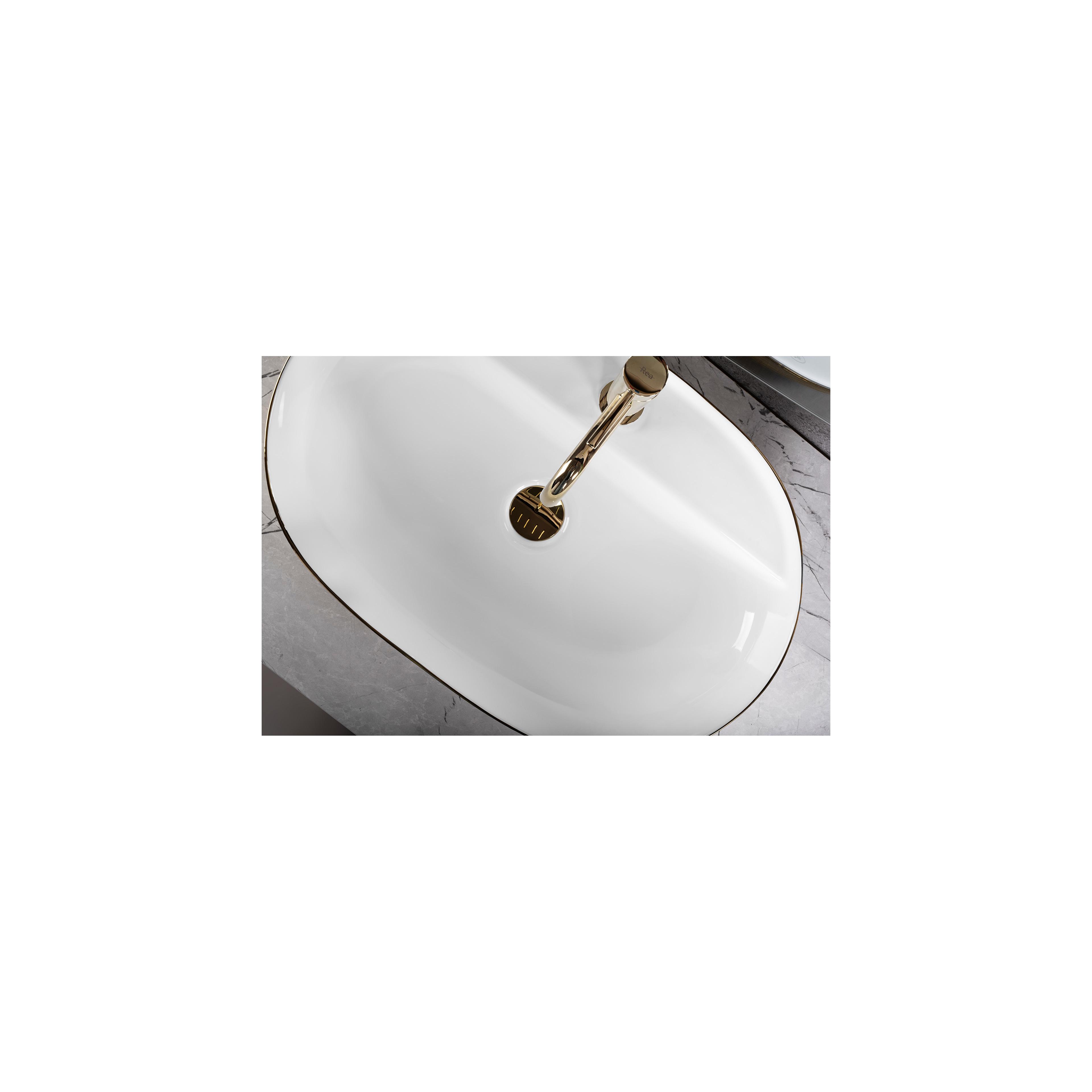 Lavabo da appoggio Rea Aura 61 White Gold Brush