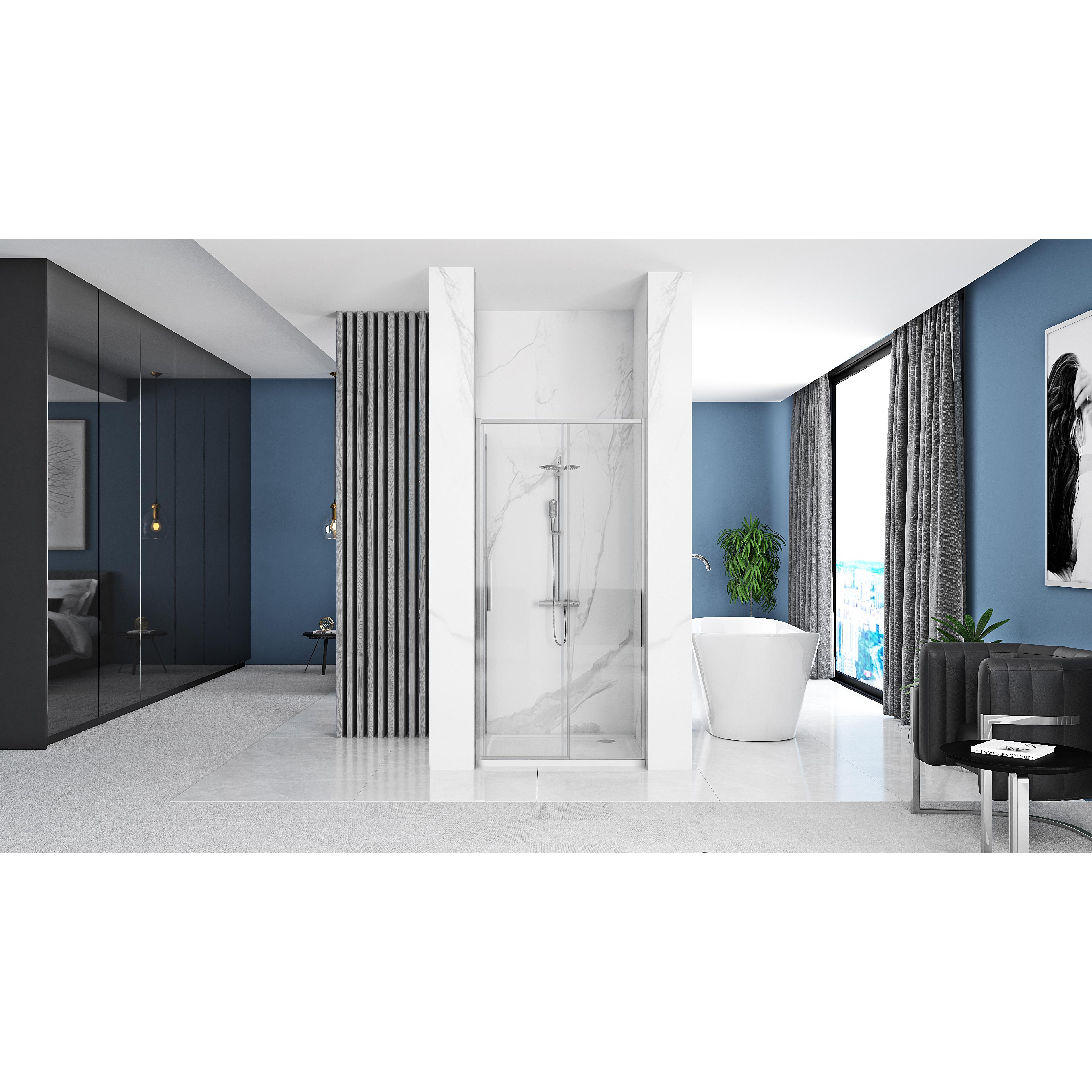 REA Rapid Slide Porta deslizante para chuveiro 140 cromado