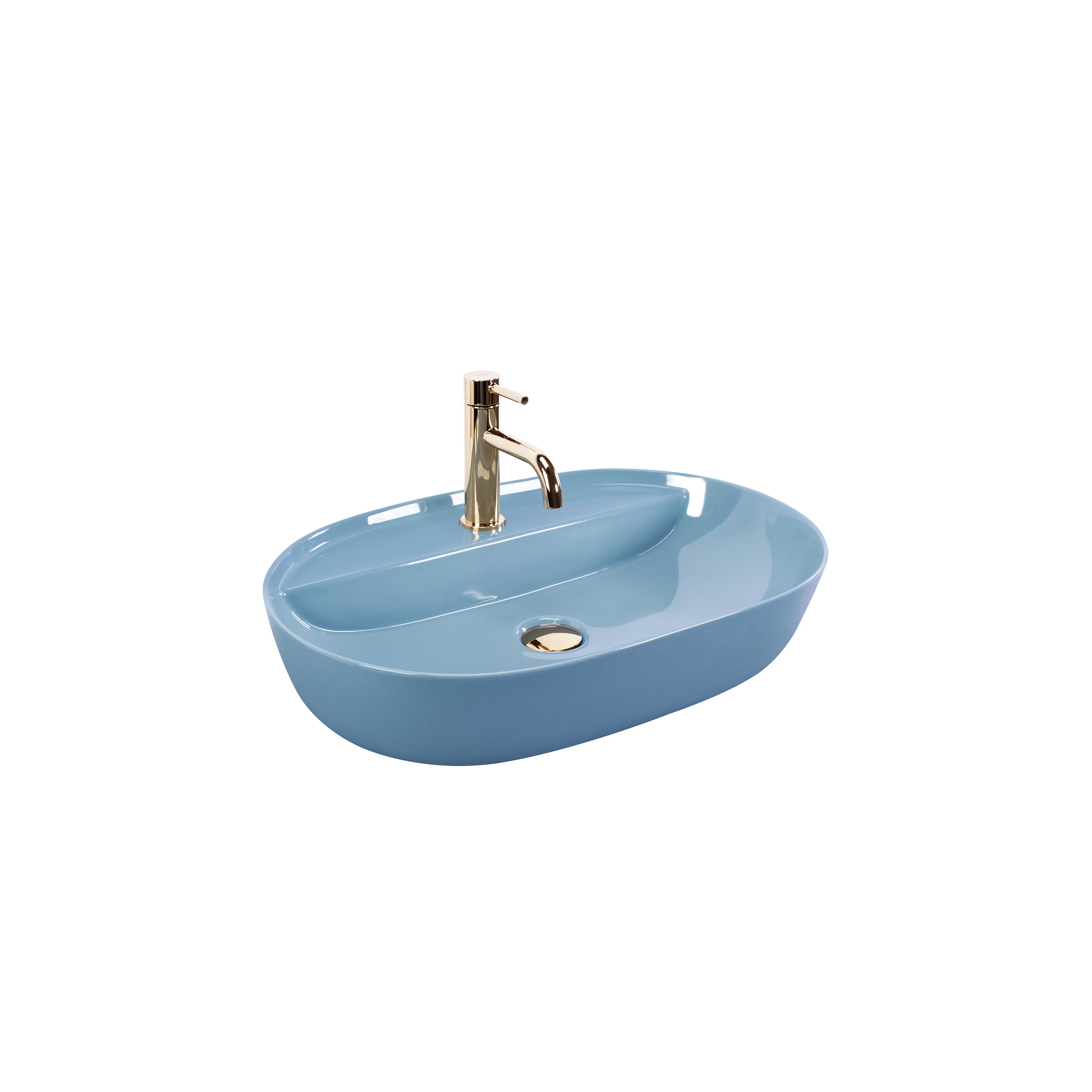 Aufsatzwaschbecken REA Aura 61 L.Blue Shiny