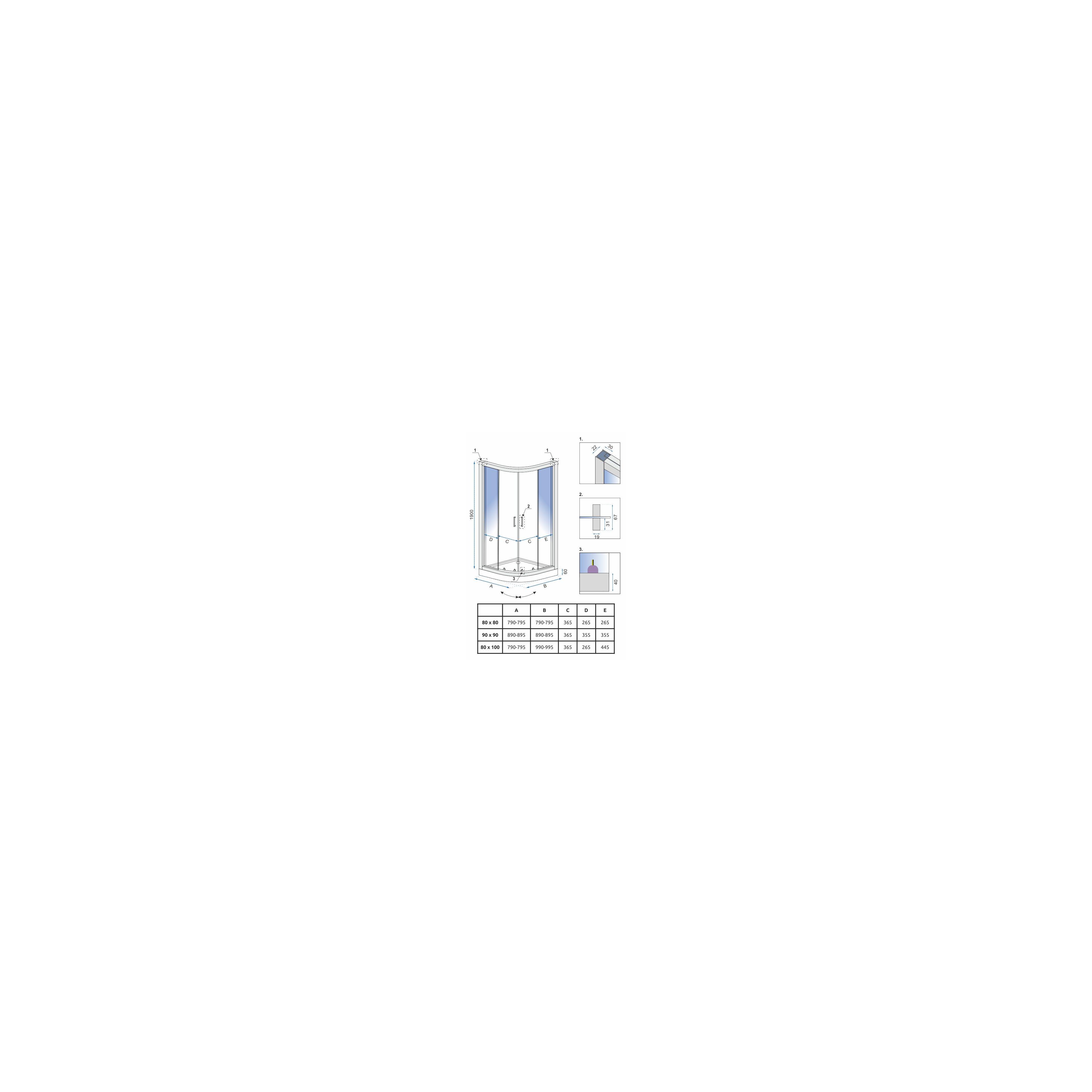 Duschkabine REA Look Chrome 80x80