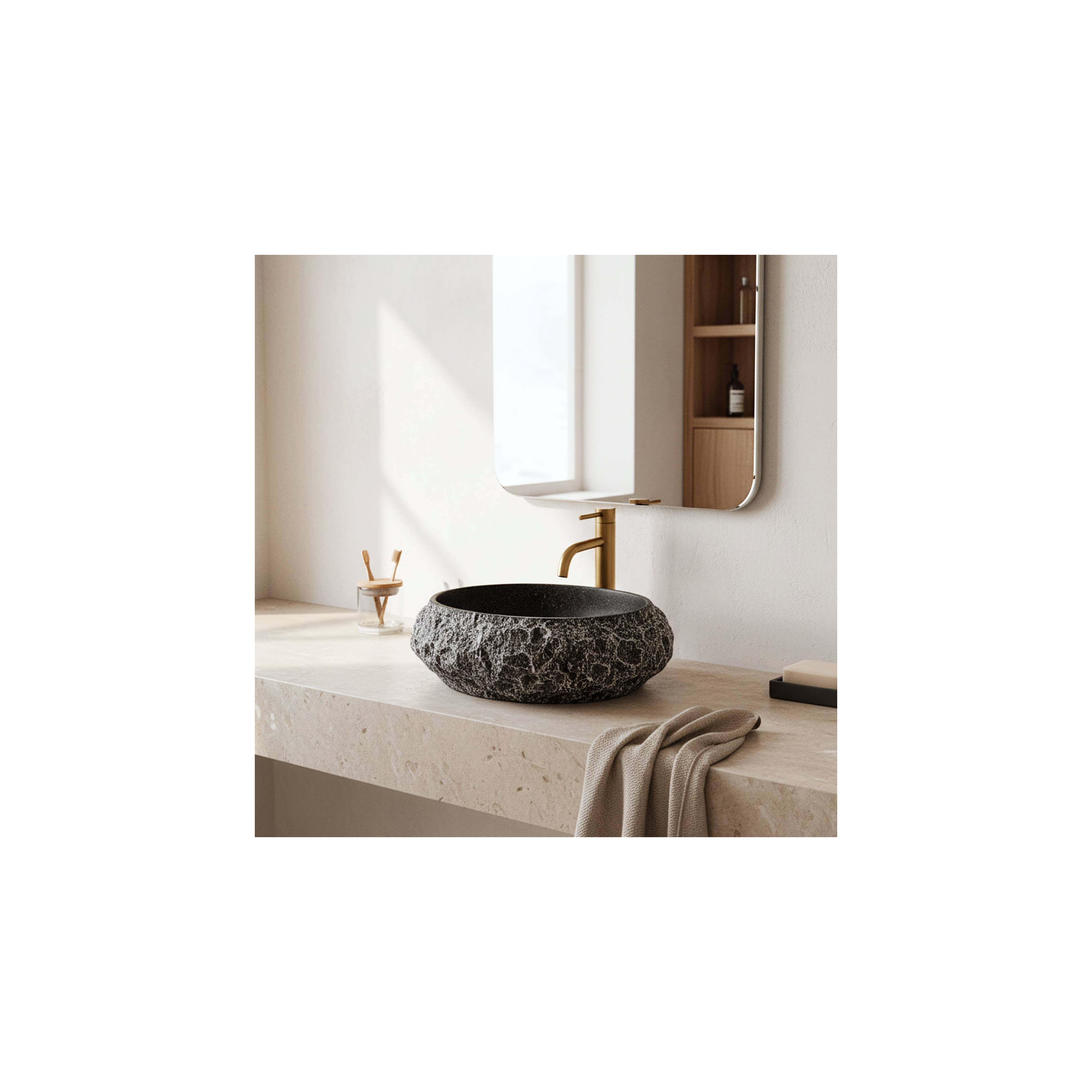 Aufsatzwaschbecken Rea Mika Gabro Black