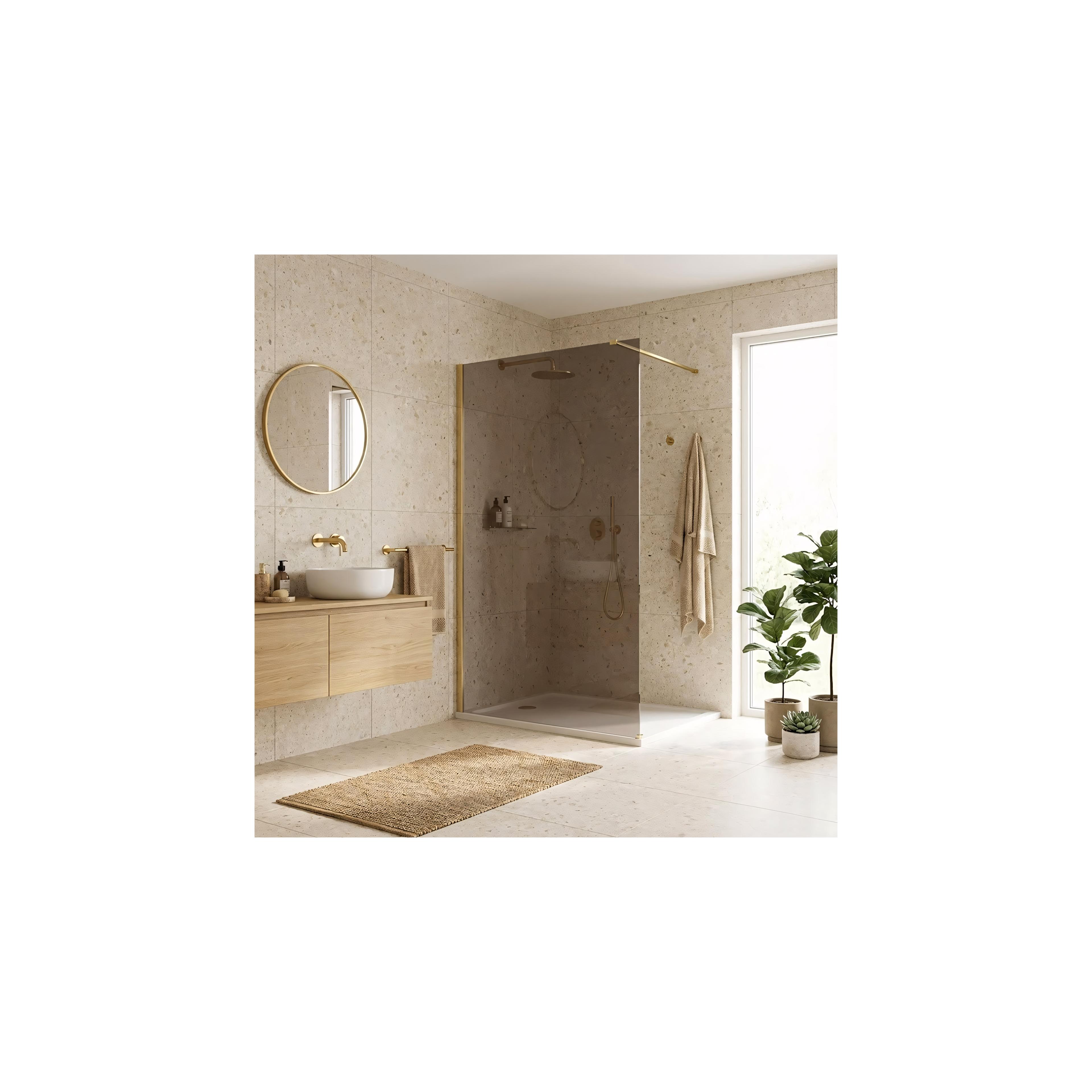 Tuš zaslon Rea Flexi Brown / Brush Gold 90