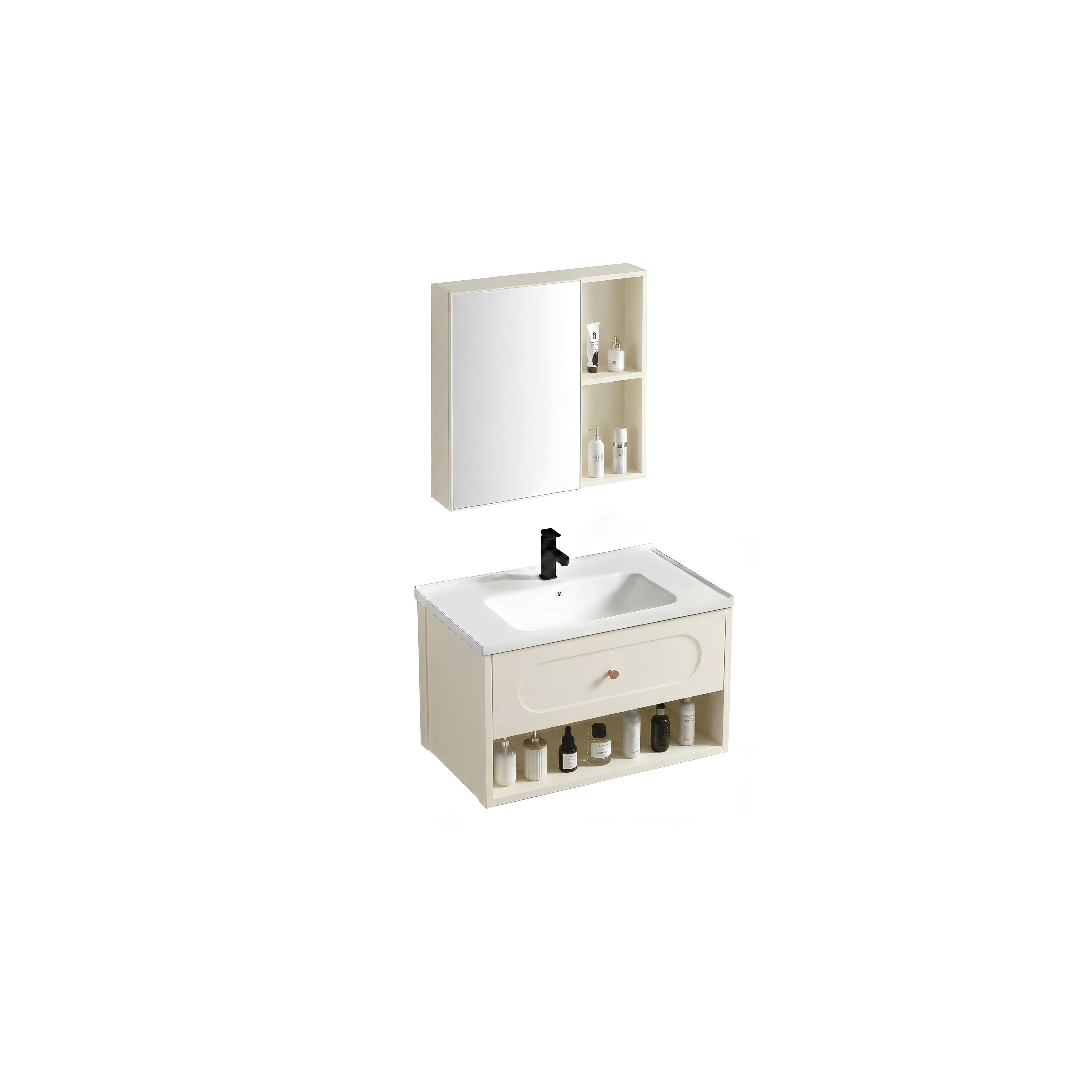 Комплект мебели за баня с мивка River 60cm Creme