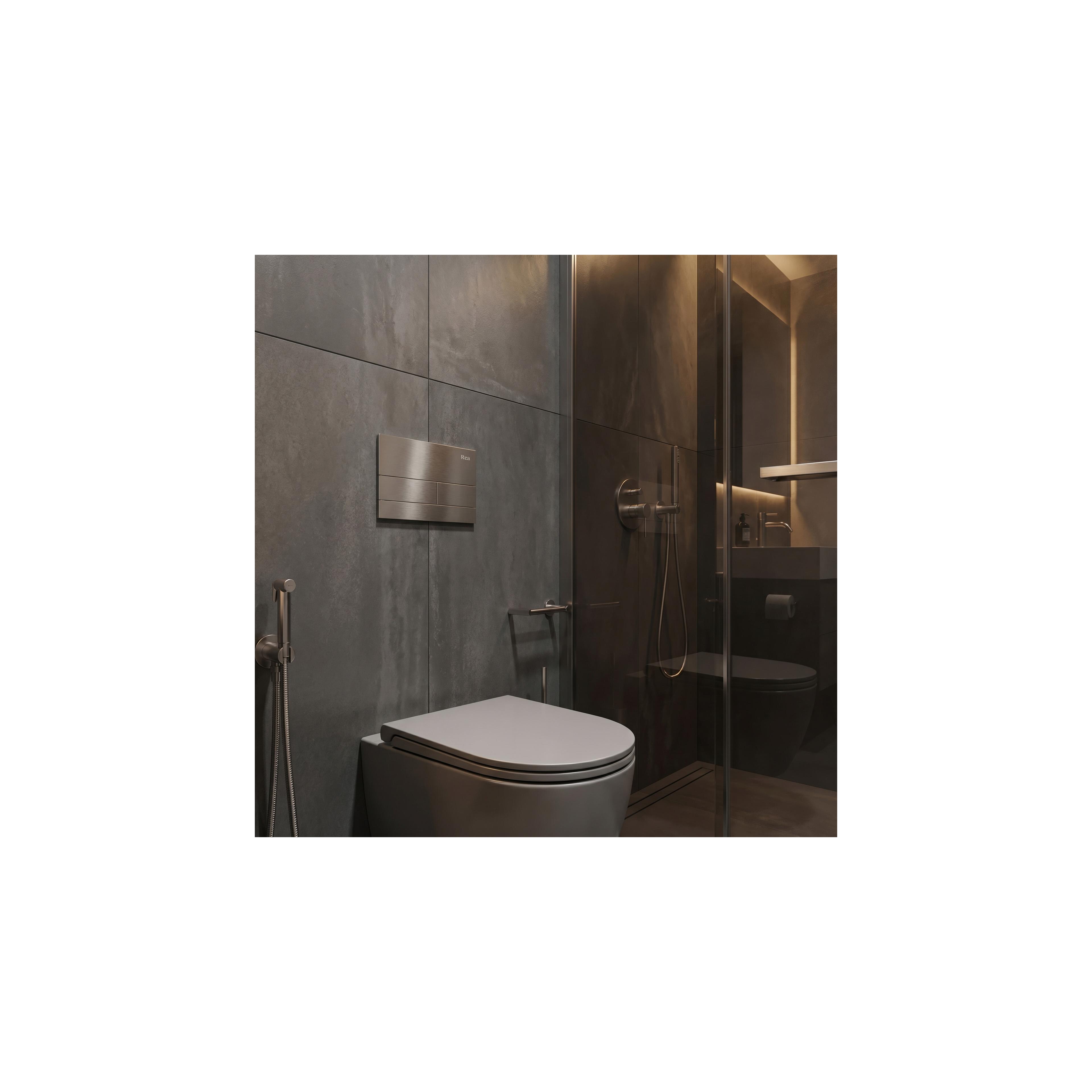 Montagerahmen Unterputz-Set Slim 024N für WC-Becken mit Drucktaste T Gebürsteter Stahl