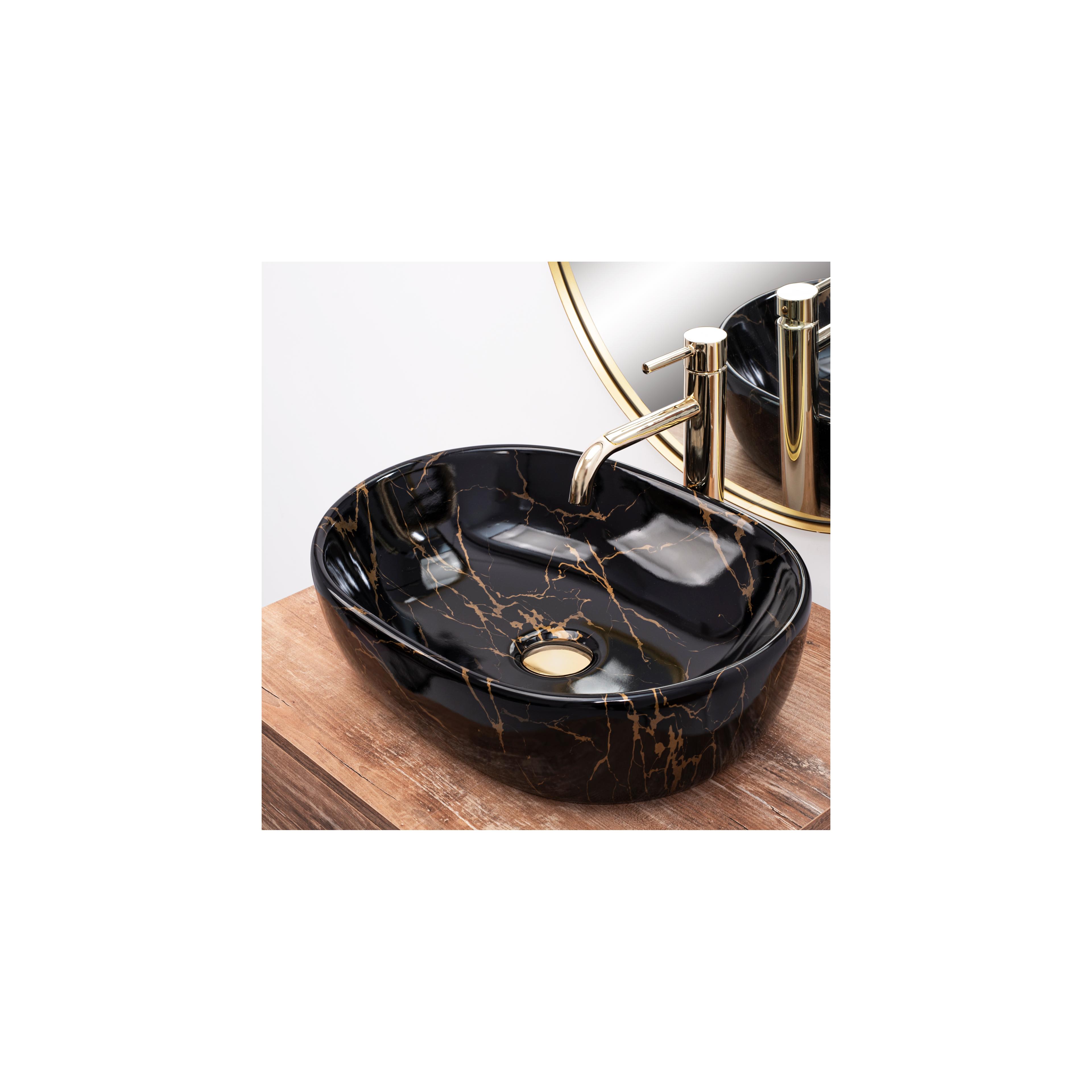 Aufsatzwaschbecken Rea Amelia Black Marble shiny