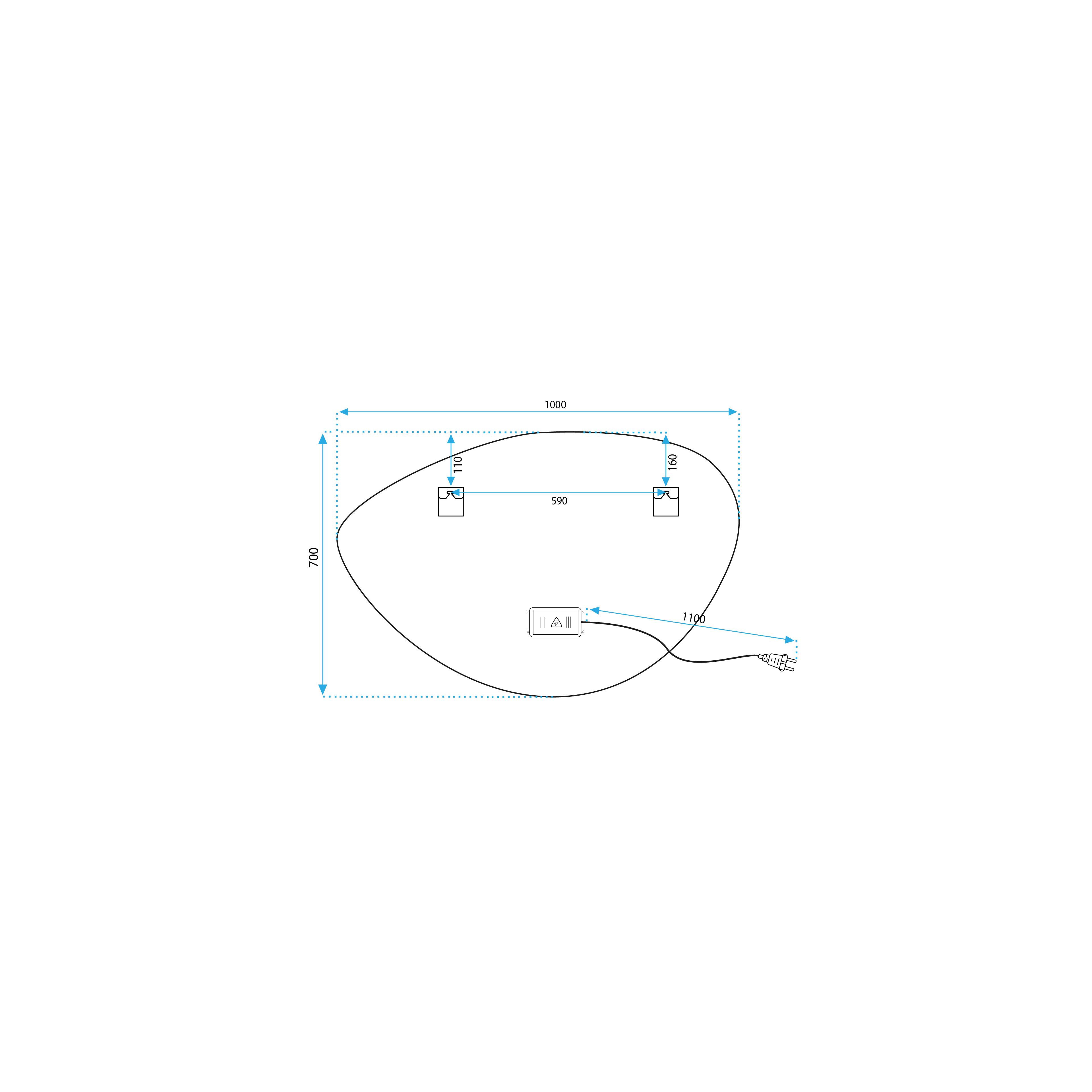 Spiegel LED 70x100cm FOG