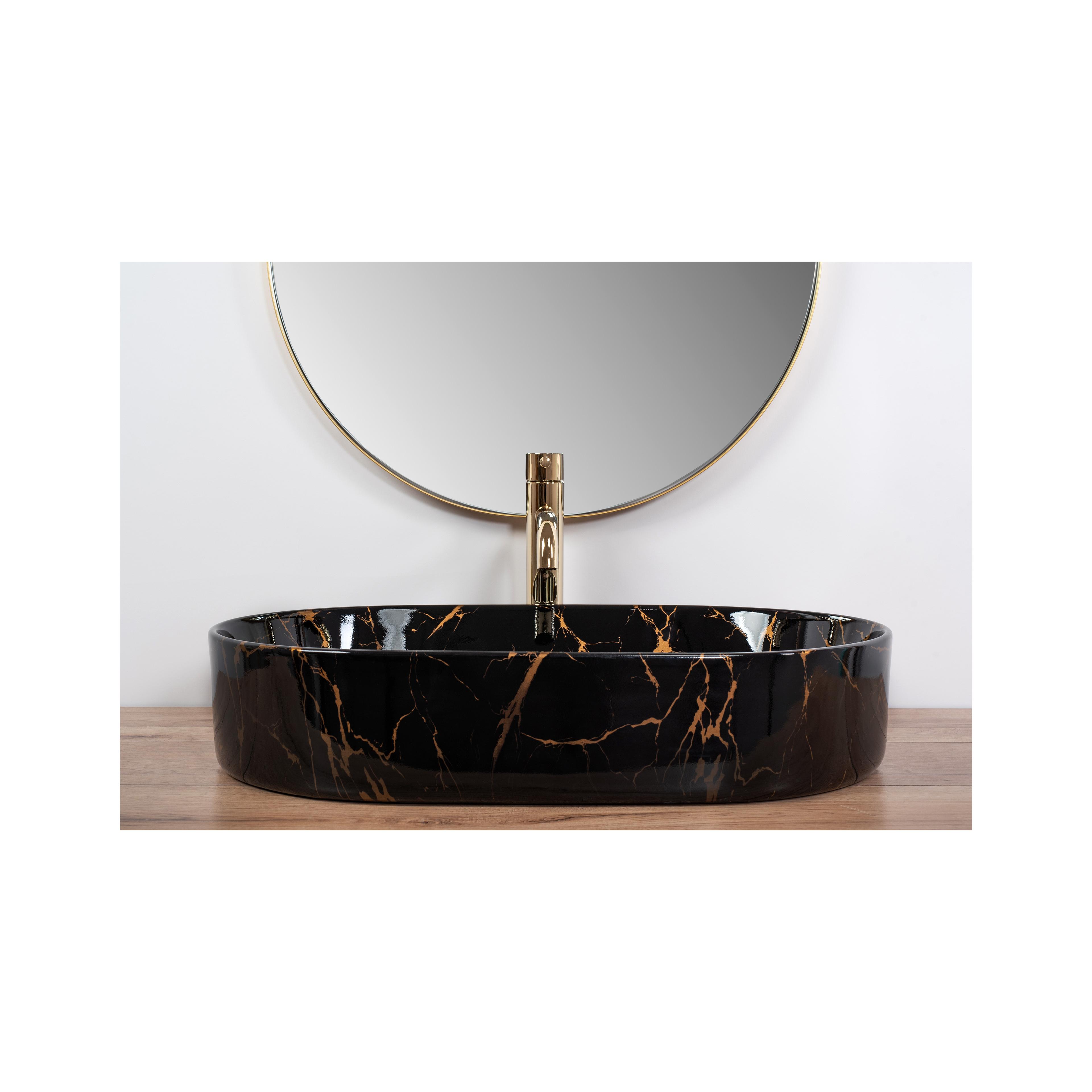 Aufsatzwaschbecken Rea Nadia Black Marble Shiny