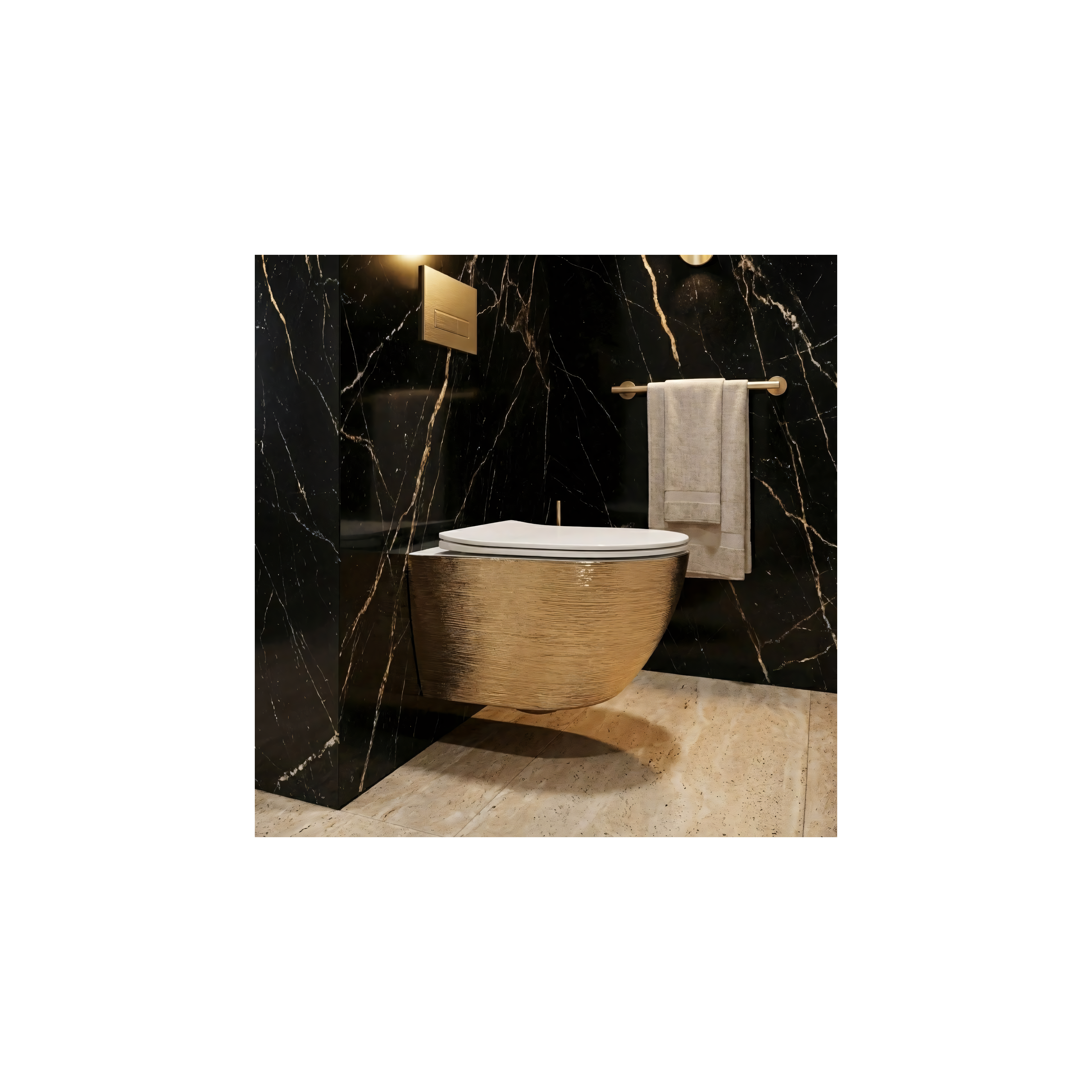 Klozetas pakabinamas Rea Carlo Flat Brush Gold